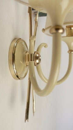 1950 Pair of Neoclassical Sconces with Two Crossed Arrows by Maison Lunel