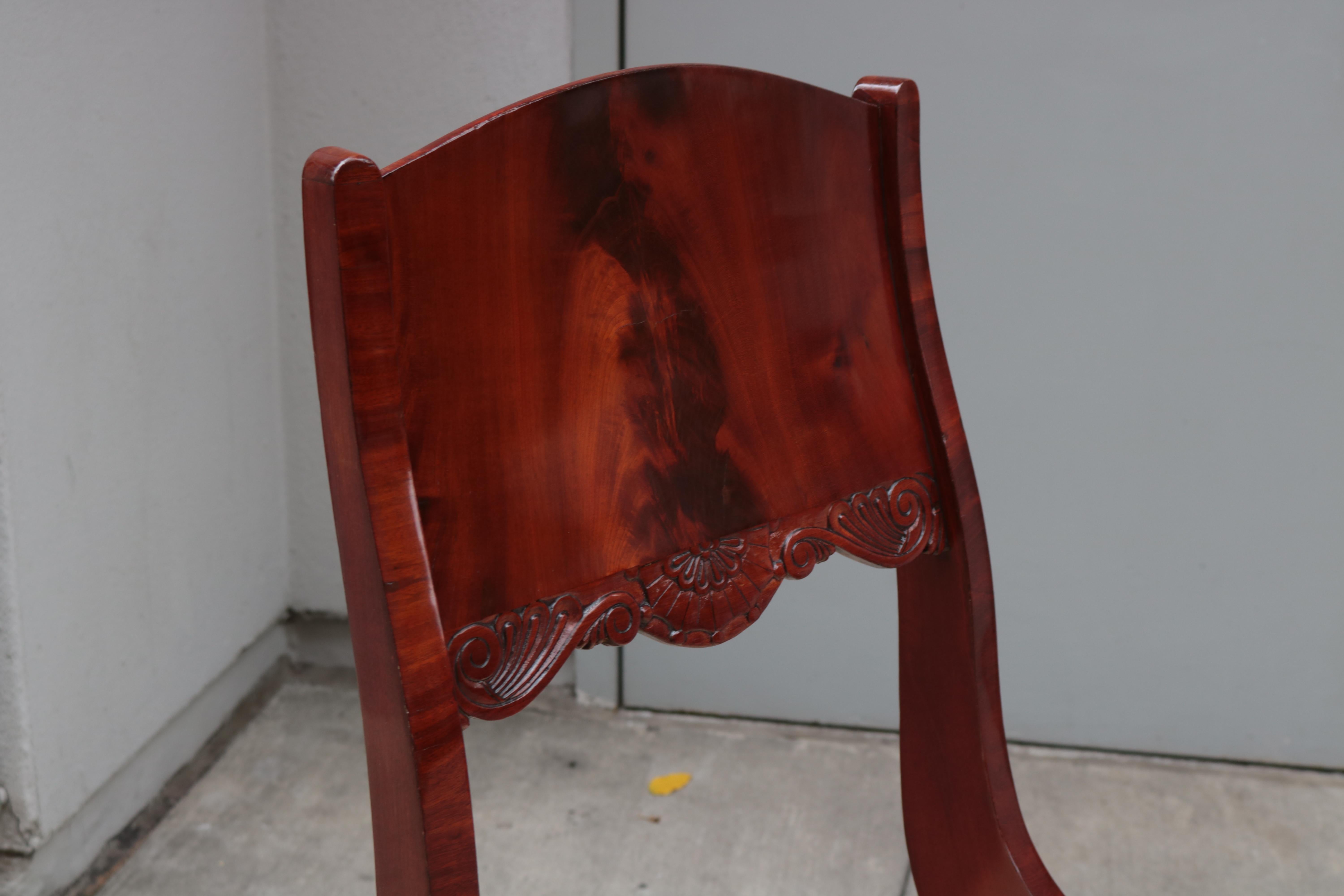 Mahogany Pair of Neoclassical Side Chairs For Sale