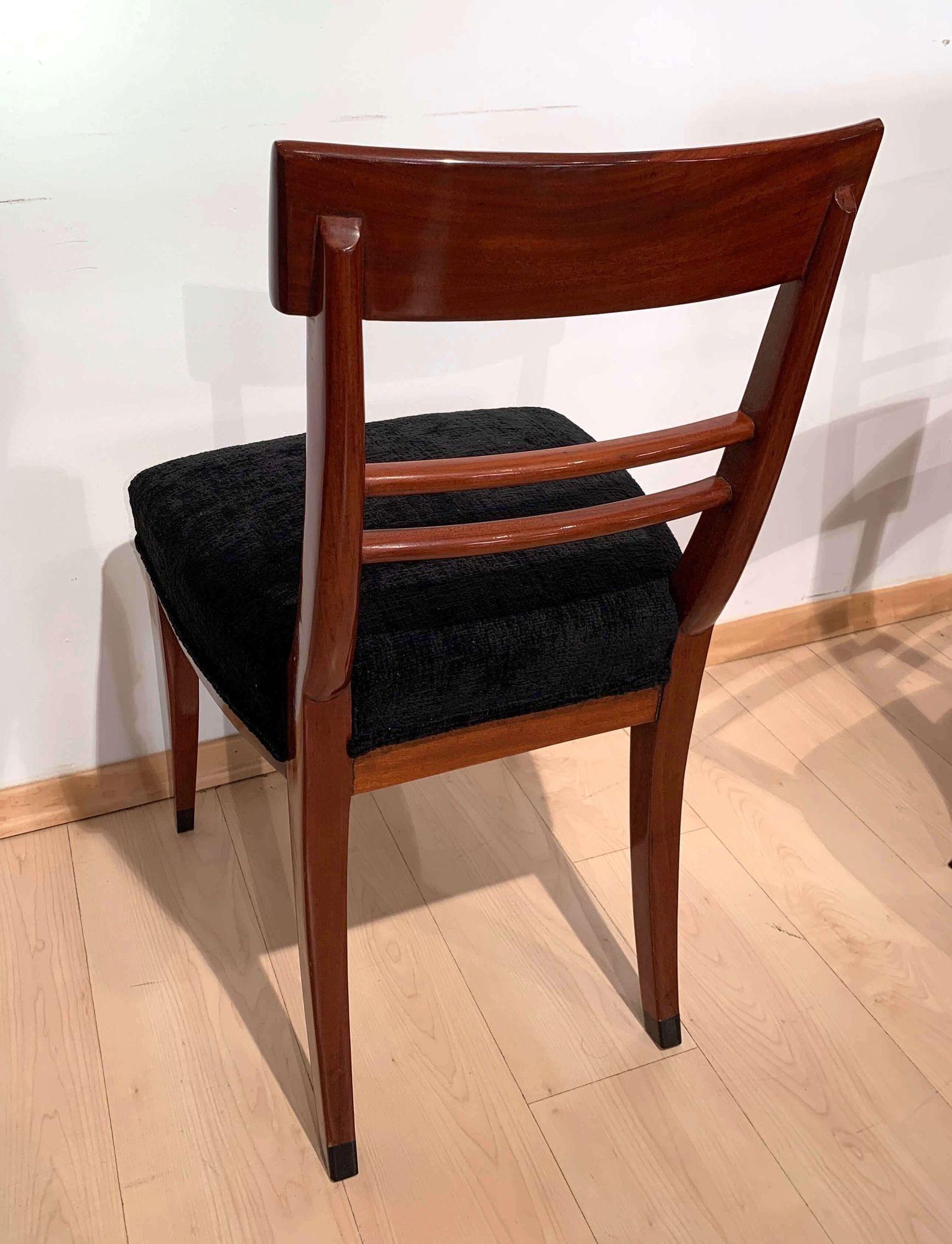 Biedermeier Side Chair, Mahogany, Ebony Inlays, Black Velvet, Austria circa 1820 For Sale 6