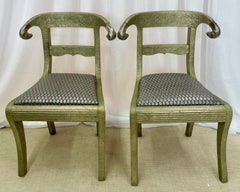Pair of Neoclassical Side Chairs, Wrapped Metal, Rams Heads, European, Gustavian