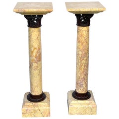 Pair of Neoclassical Siena Marble and Bronze Pedestals