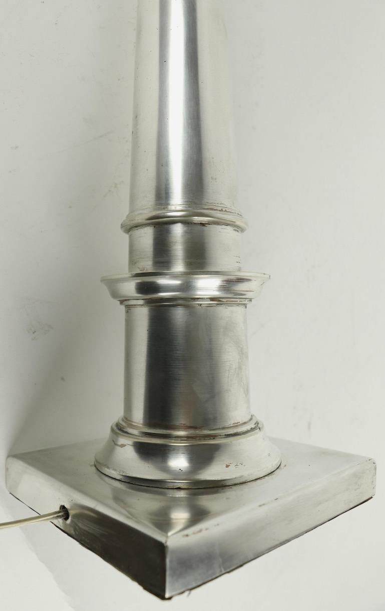 Pair of Neoclassical Silver Plate Table Lamps 5