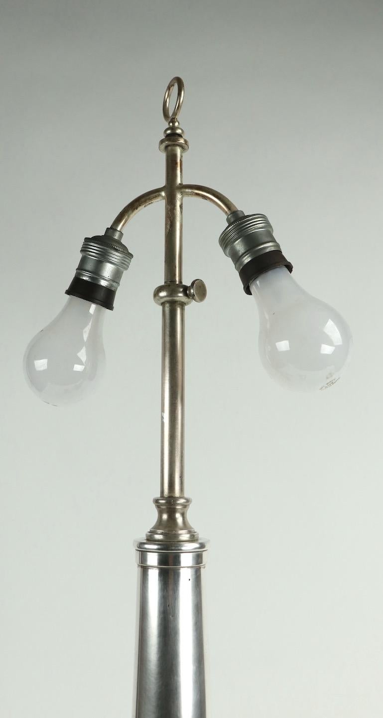French Pair of Neoclassical Silver Plate Table Lamps
