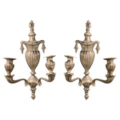 Pair of Neoclassical Silver Sconces, Circa 1920s