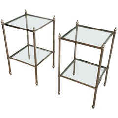 Pair of Neoclassical Silvered on Brass Side Tables, French, circa 1940