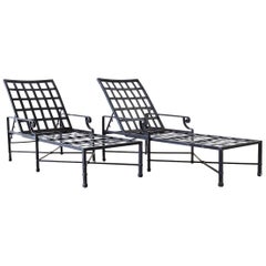 Pair of Neoclassical Style Aluminum Garden Chaise Lounges