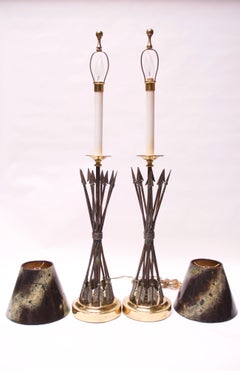 Pair of Neoclassical-Style "Arrows" Bronze Table Lamps by Maitland Smith
