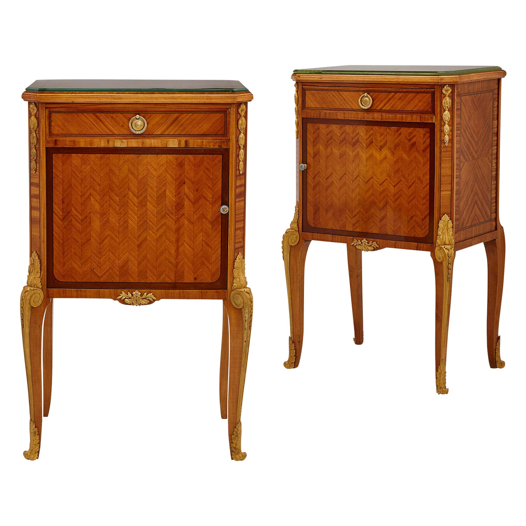 Pair of Neoclassical Style Bedside Cabinets Retailed by Au Gros Chêne For Sale