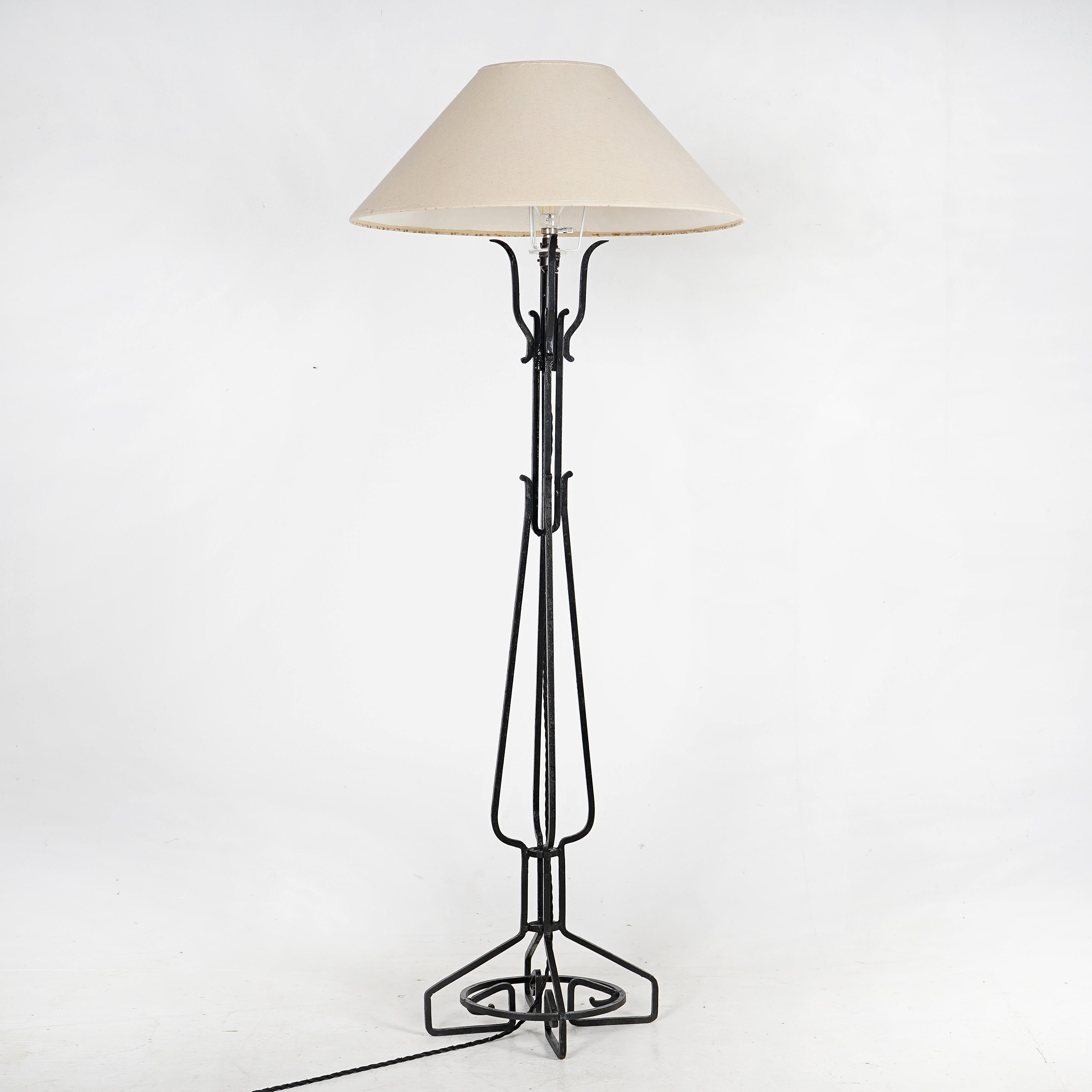 British Pair Of Neoclassical Style Black Iron Floor Lamps