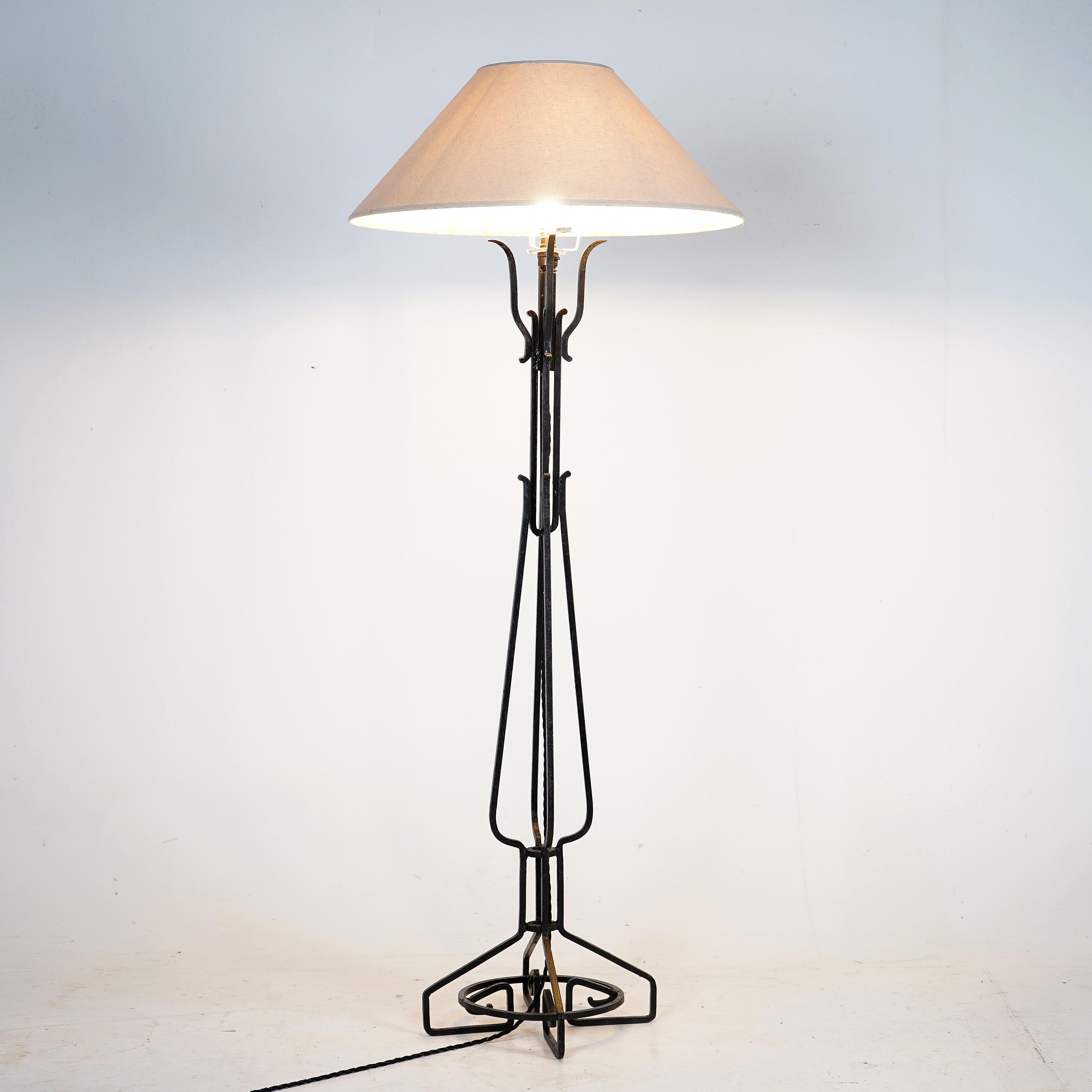 Painted Pair Of Neoclassical Style Black Iron Floor Lamps