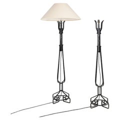Pair Of Neoclassical Style Black Iron Floor Lamps