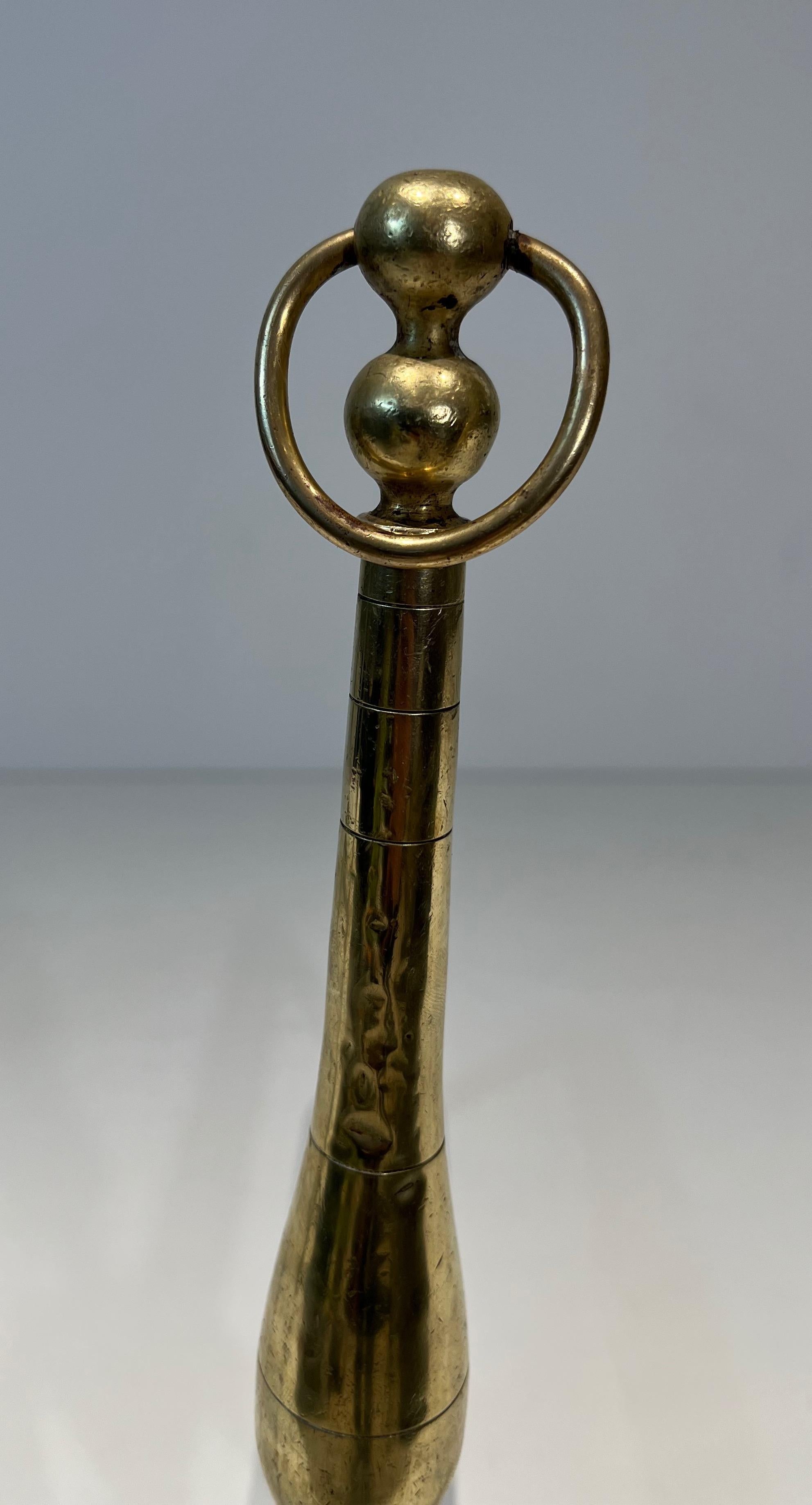 Pair of Neoclassical Style Brass and Iron Andirons 1