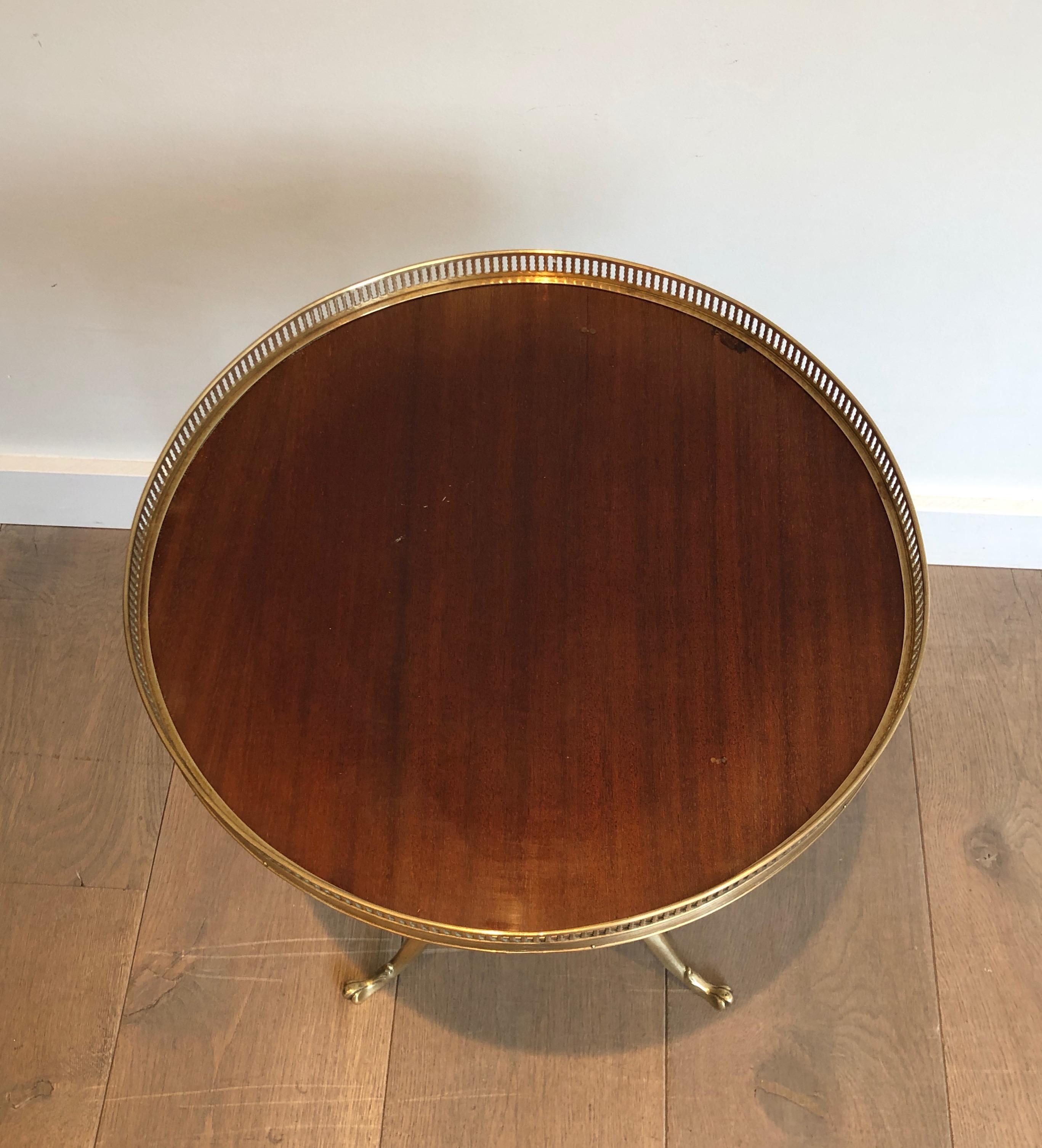 Pair of Neoclassical Style Brass and Mahogany Side Tables 7