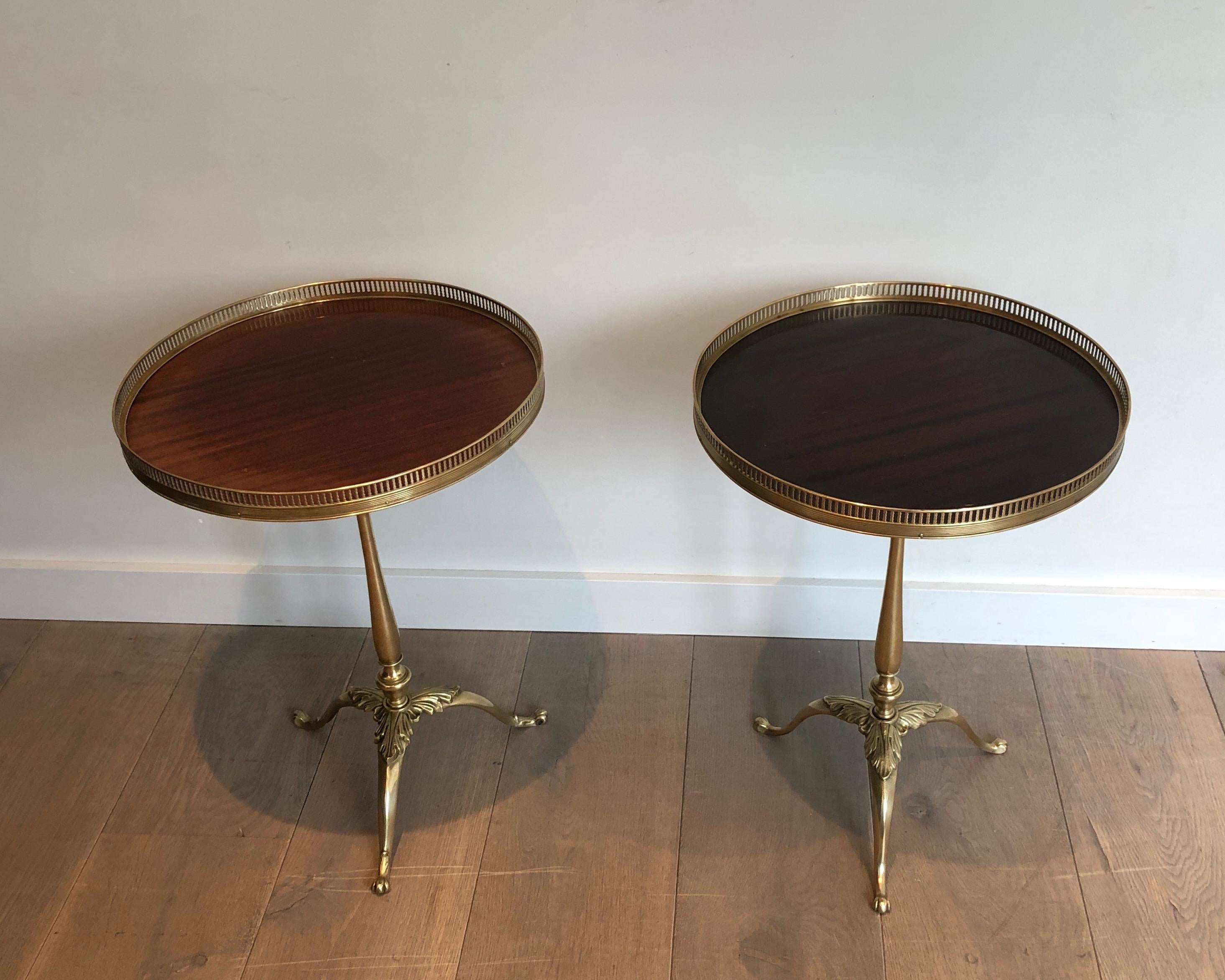 Pair of Neoclassical Style Brass and Mahogany Side Tables 11