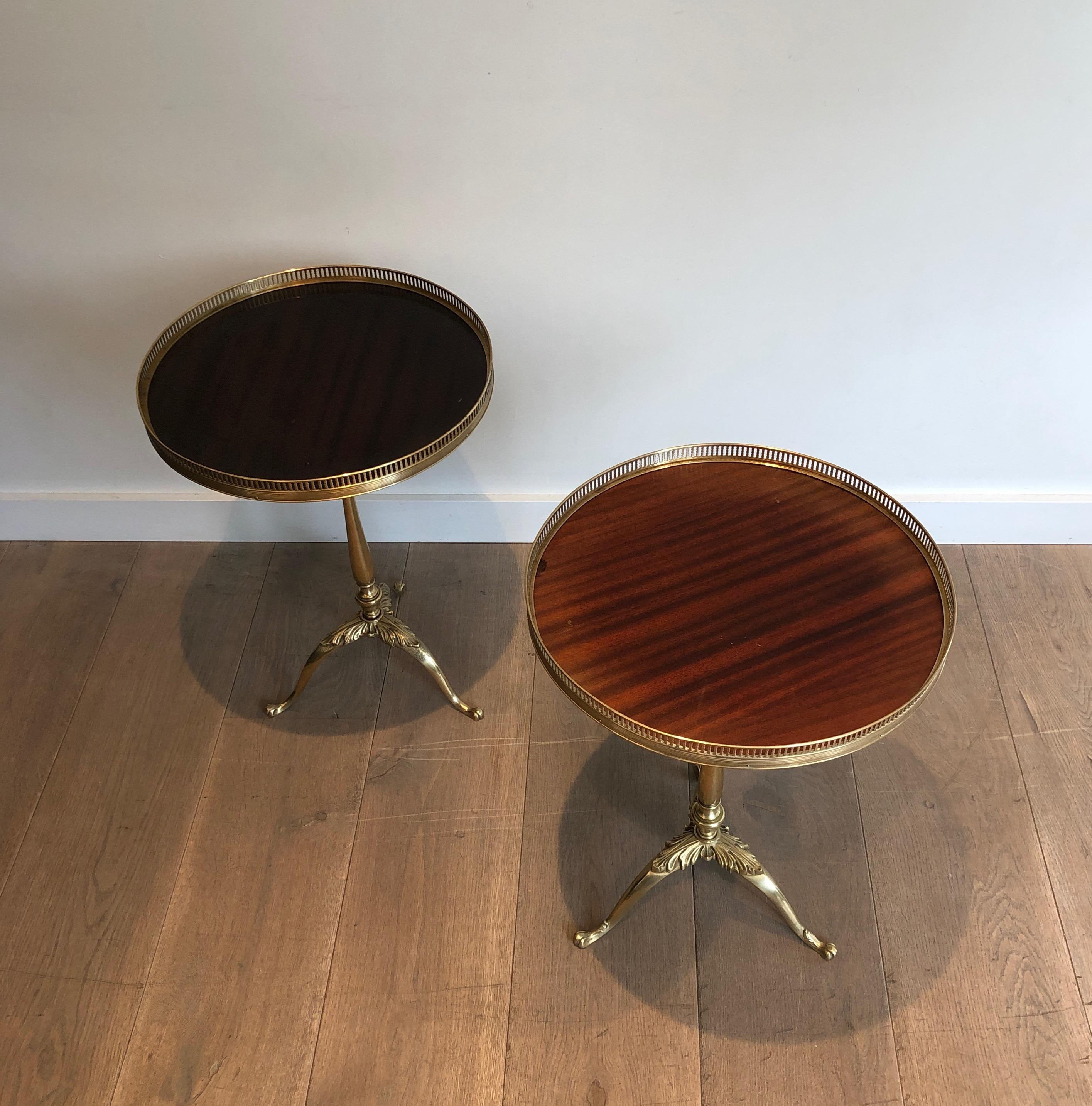 Pair of Neoclassical Style Brass and Mahogany Side Tables 12