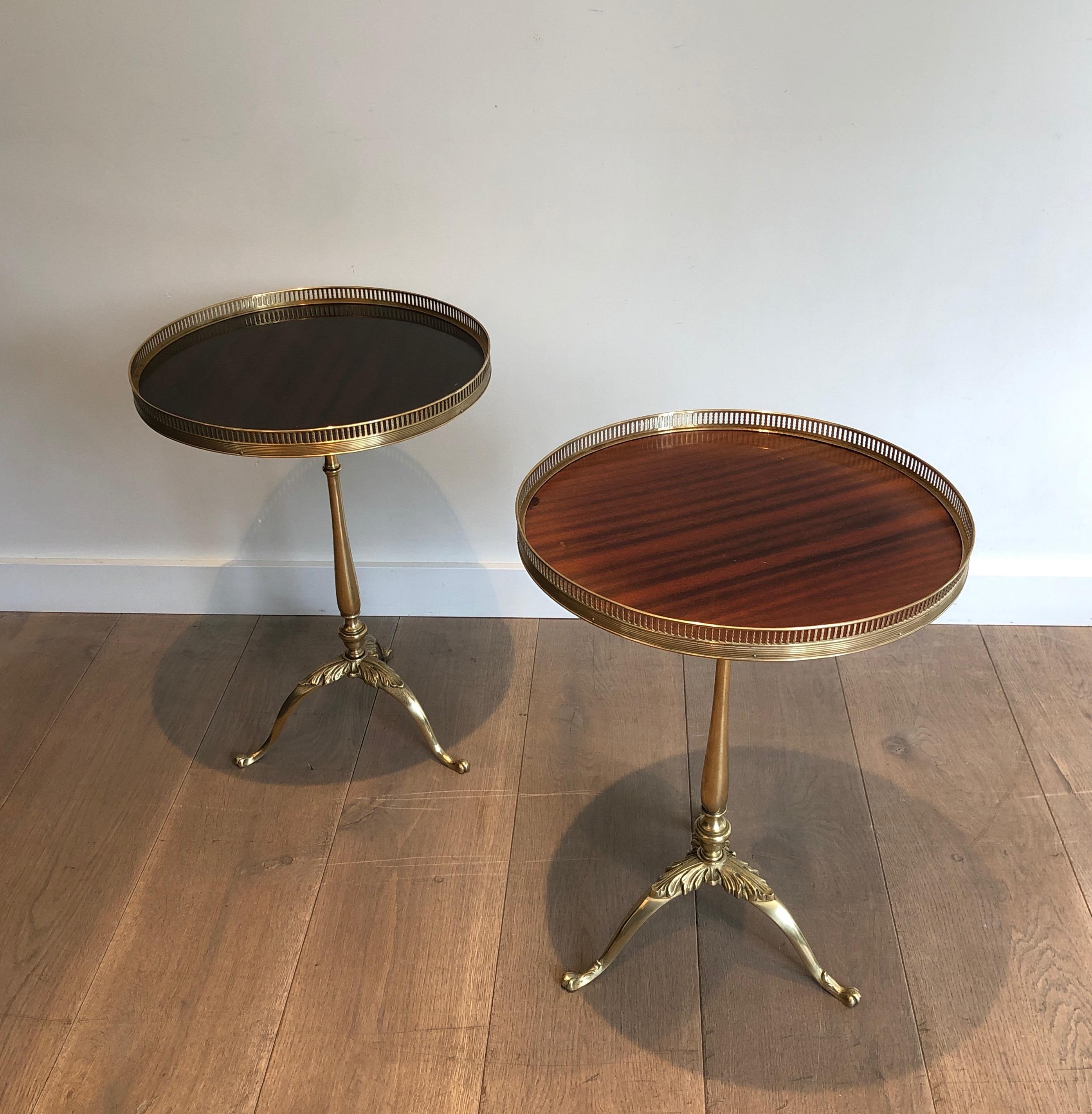 Pair of Neoclassical Style Brass and Mahogany Side Tables 13