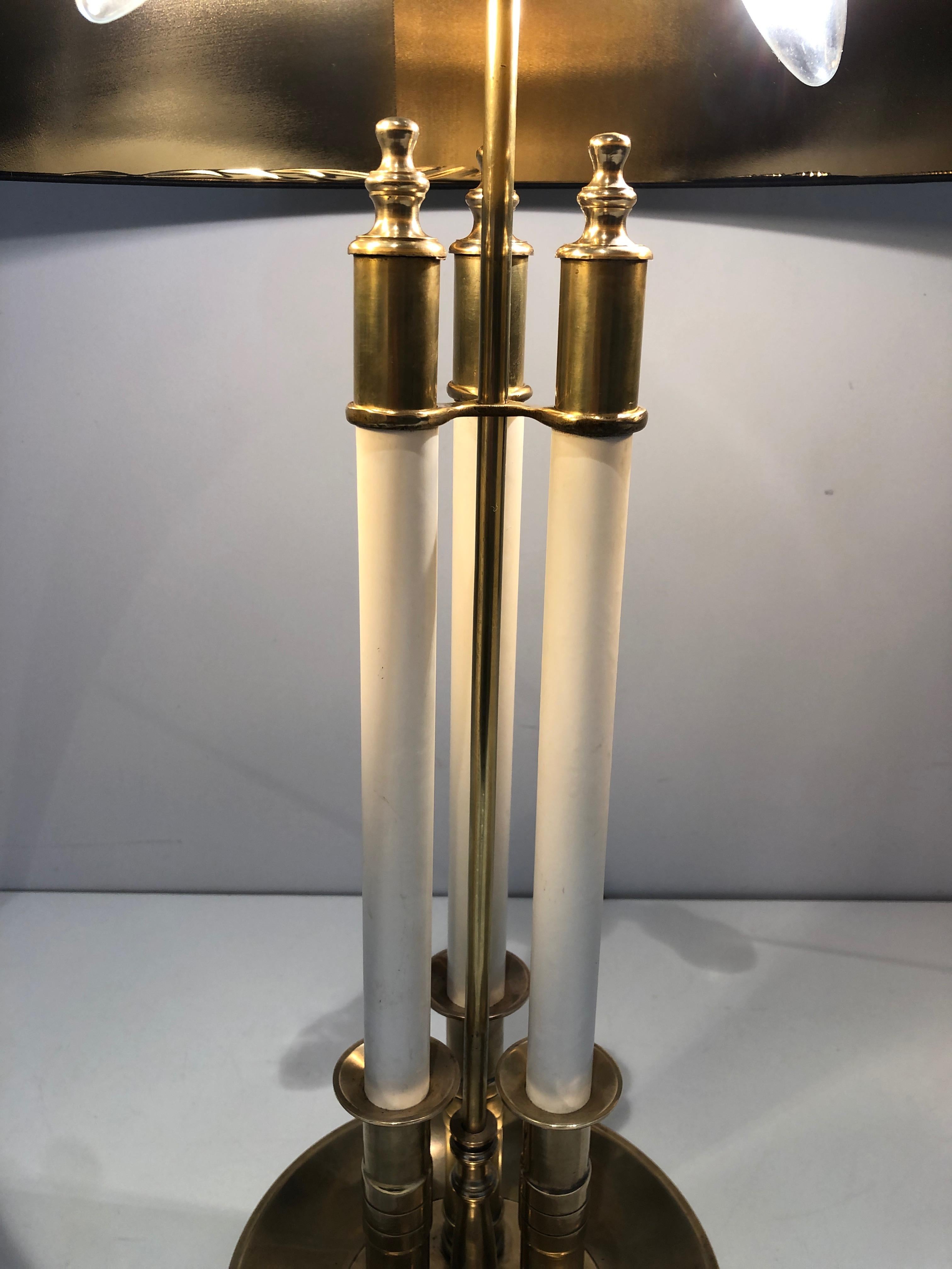 Pair of Neoclassical Style Brass and White Lacquered Table Lamps For Sale 9