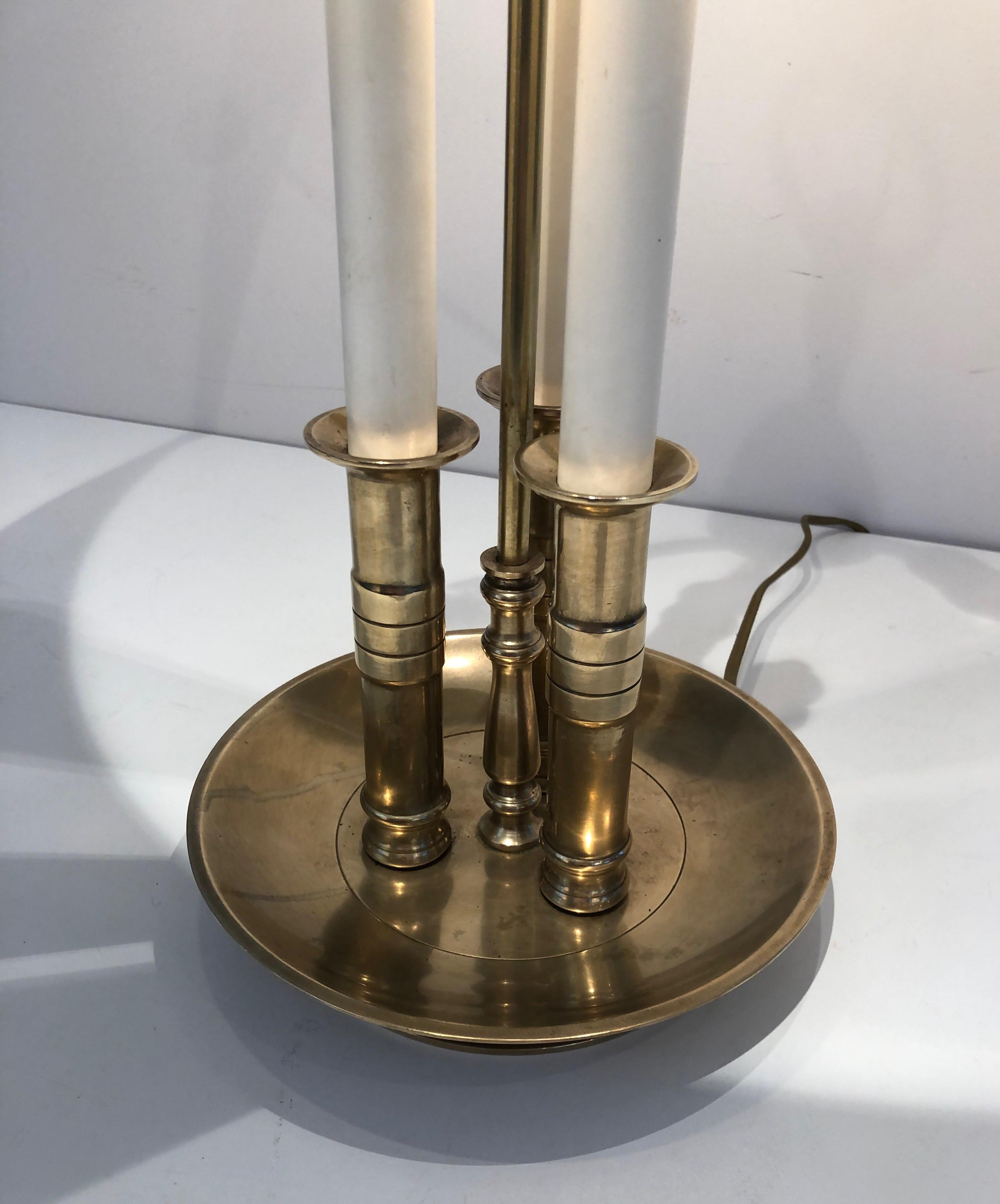 Pair of Neoclassical Style Brass and White Lacquered Table Lamps For Sale 10