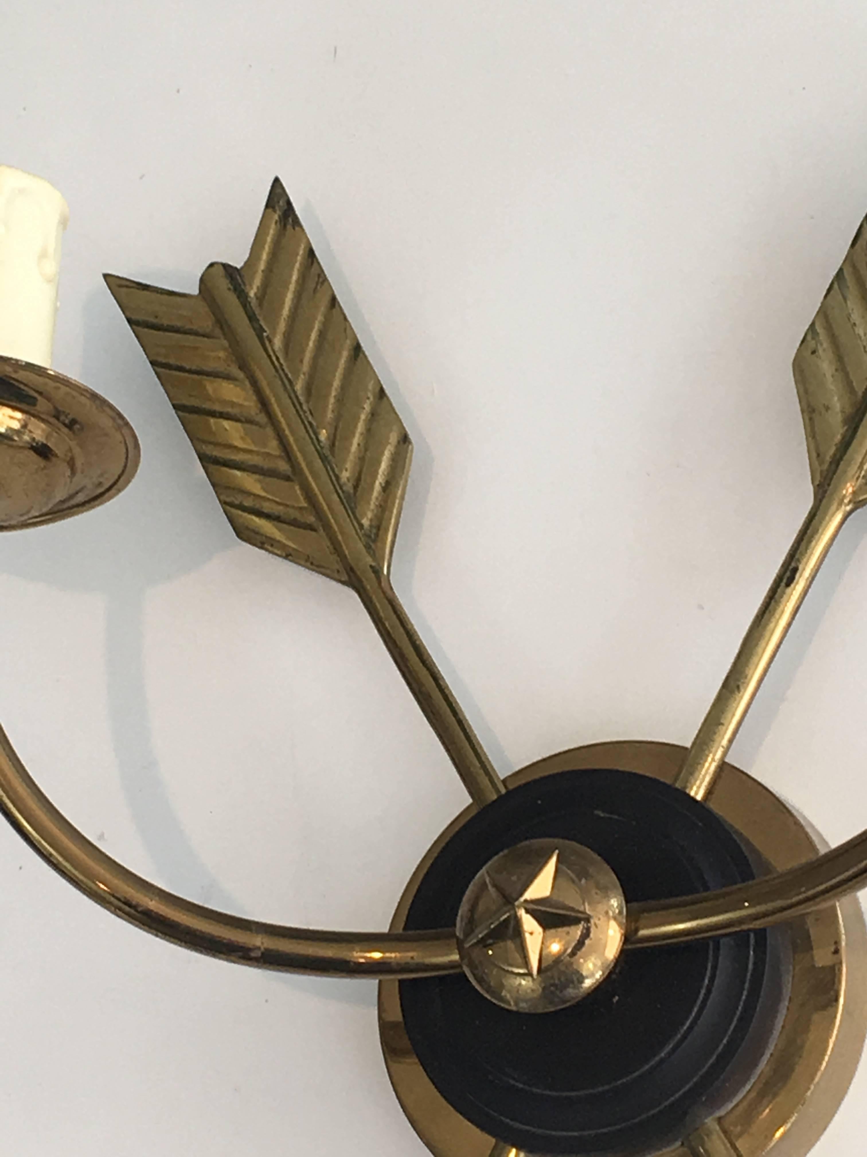 Pair of Neoclassical Style Brass Arrow Sconces 2