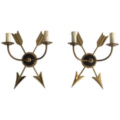 Pair of Neoclassical Style Brass Arrow Sconces