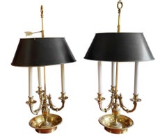 Pair of Neoclassical Style Brass Bouillotte Lamps
