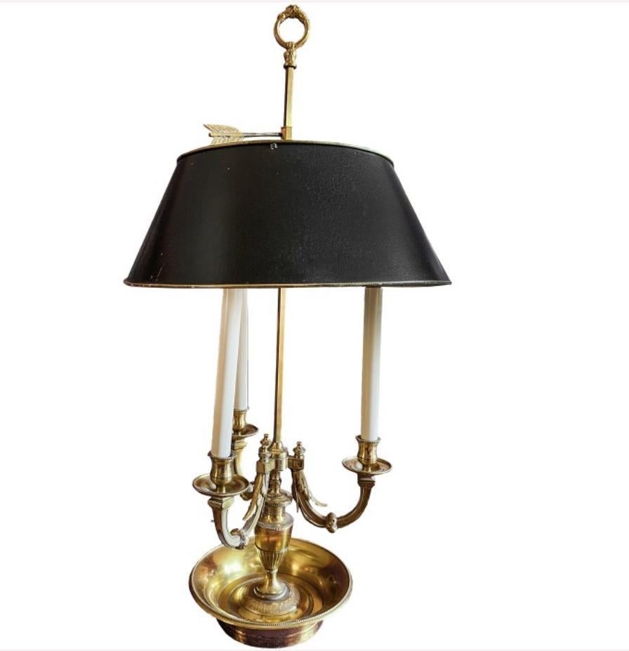 French Pair of Neoclassical Style Brass Bouillotte Lamps For Sale