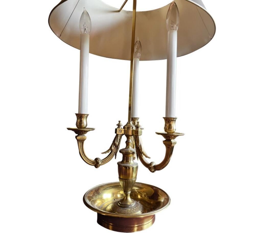 20th Century Pair of Neoclassical Style Brass Bouillotte Lamps For Sale