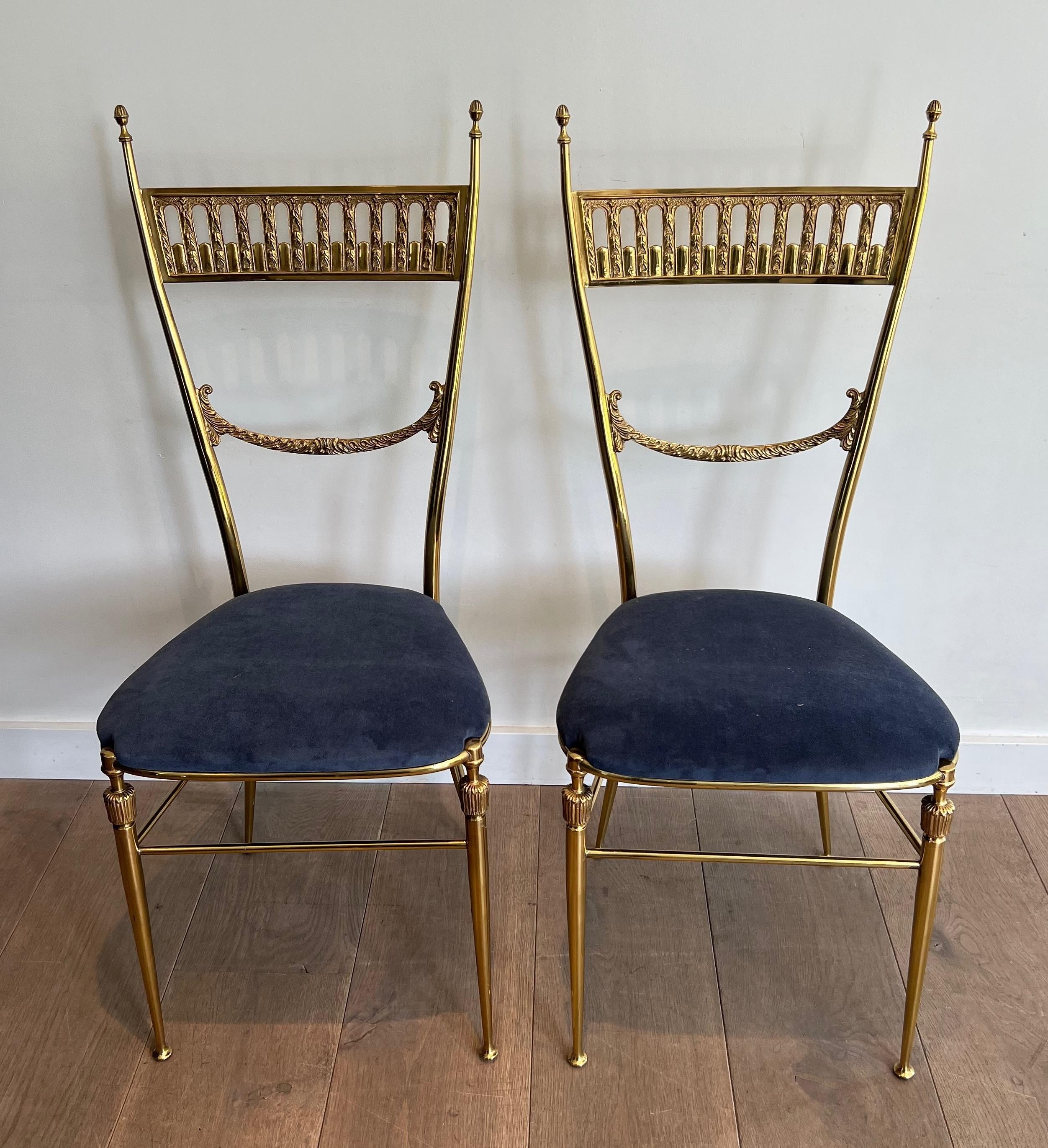 Coppia di sedie in ottone in stile neoclassico attribuite alla Maison Jansen in vendita 13