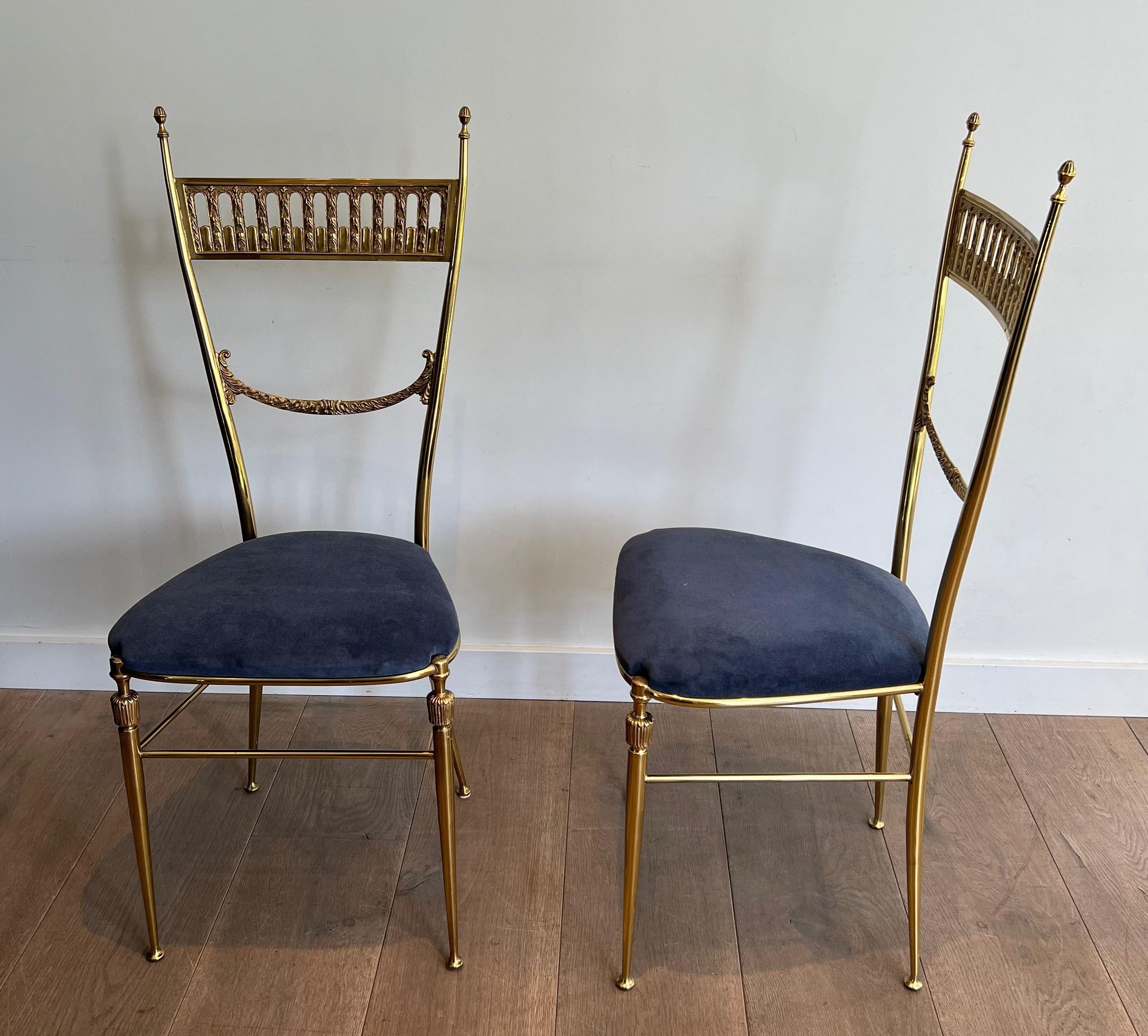Neoclassico Coppia di sedie in ottone in stile neoclassico attribuite alla Maison Jansen in vendita