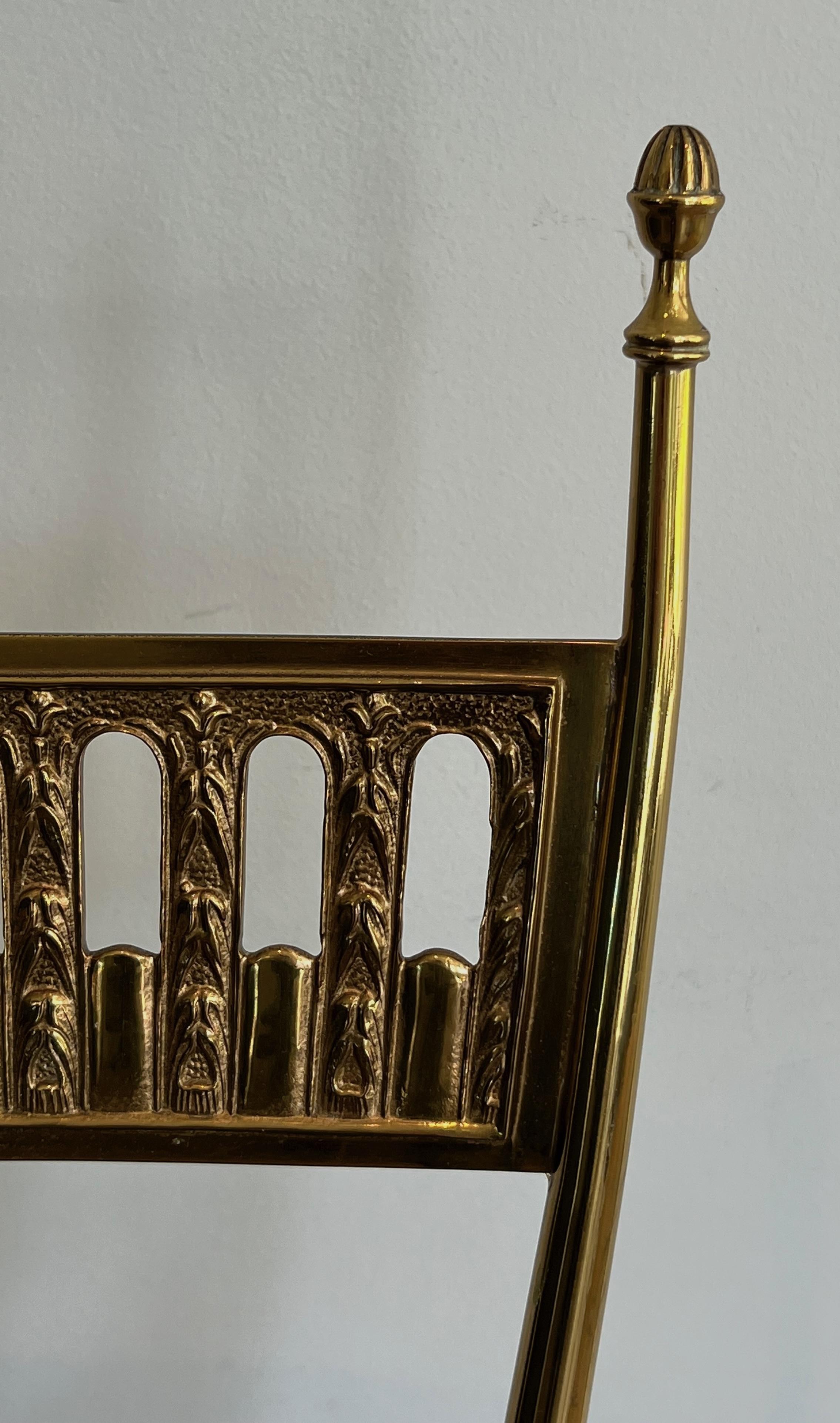 Coppia di sedie in ottone in stile neoclassico attribuite alla Maison Jansen in vendita 2