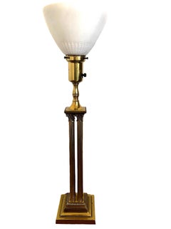 Pair of Neoclassical-style Brass Column Torchiere Lamps