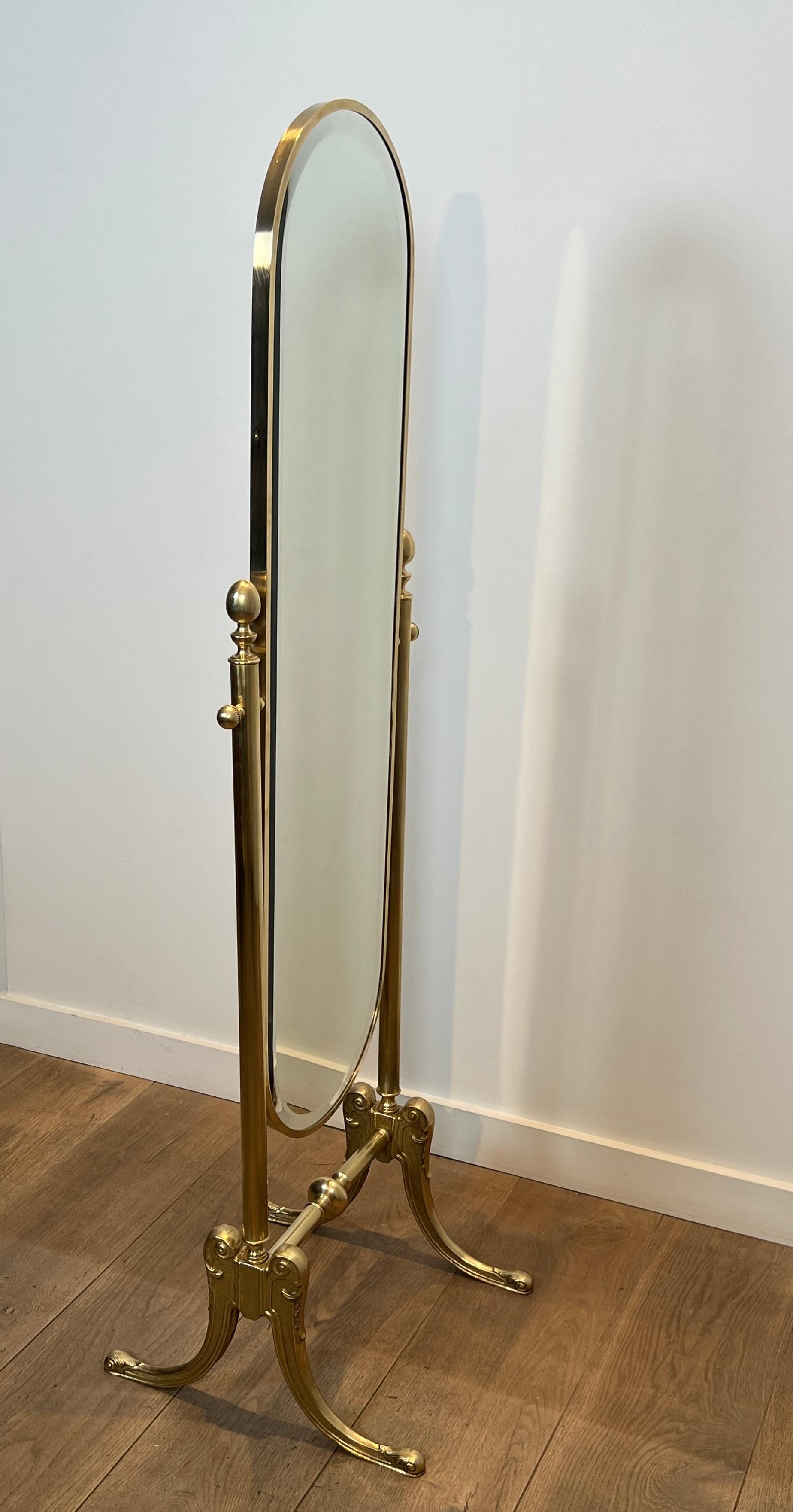 Paire de miroirs Psyché en laiton de style néoclassique dans le style de la Maison Jansen Bon état - En vente à Marcq-en-Barœul, Hauts-de-France