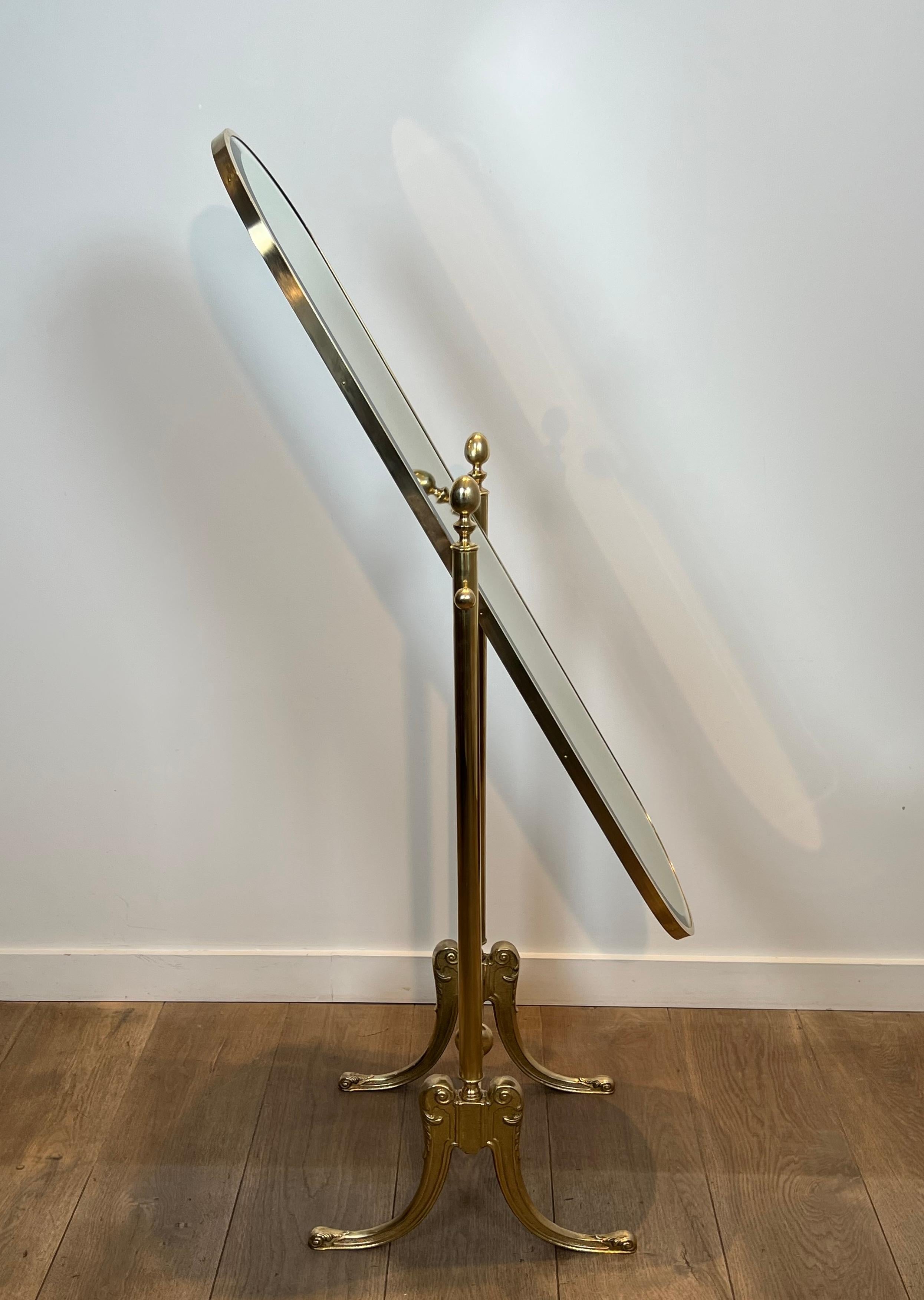 Laiton Paire de miroirs Psyché en laiton de style néoclassique dans le style de la Maison Jansen en vente