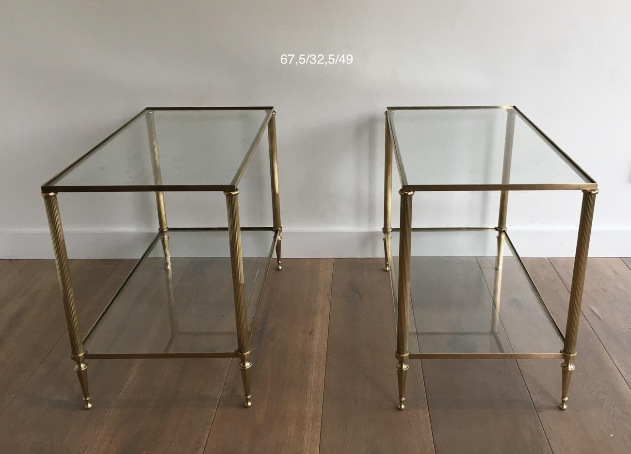 Pair of Neoclassical Style Brass Side Tables Attributed to Maison Jansen For Sale 7