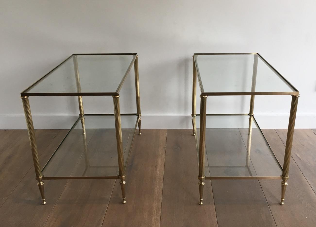 Pair of Neoclassical Style Brass Side Tables Attributed to Maison Jansen For Sale 8