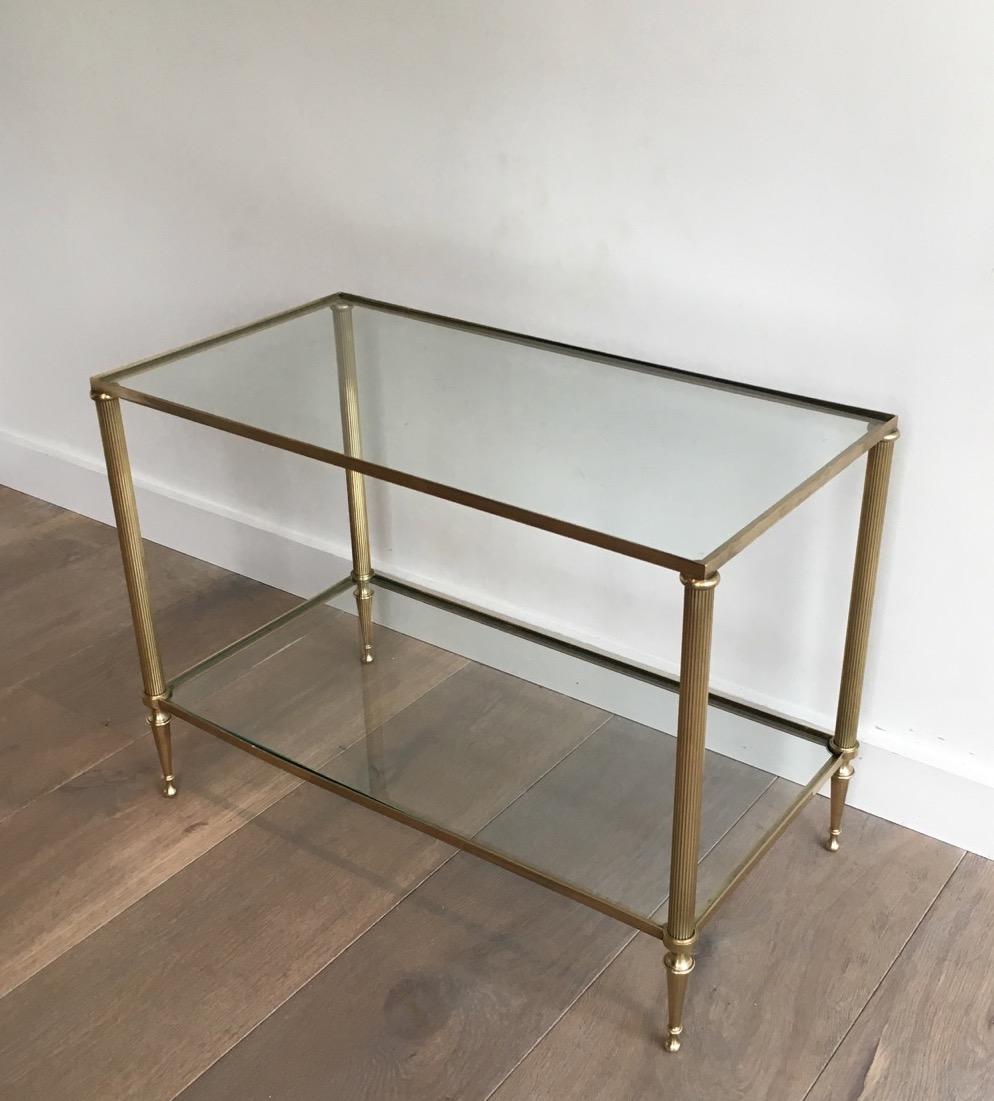 Pair of Neoclassical Style Brass Side Tables Attributed to Maison Jansen For Sale 2