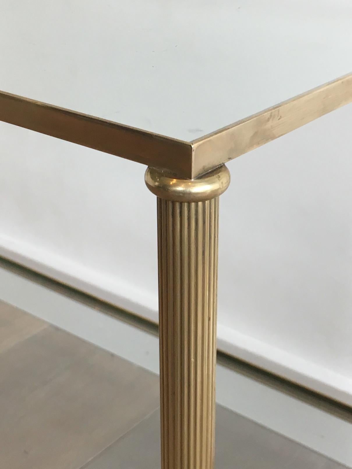 Pair of Neoclassical Style Brass Side Tables Attributed to Maison Jansen For Sale 3