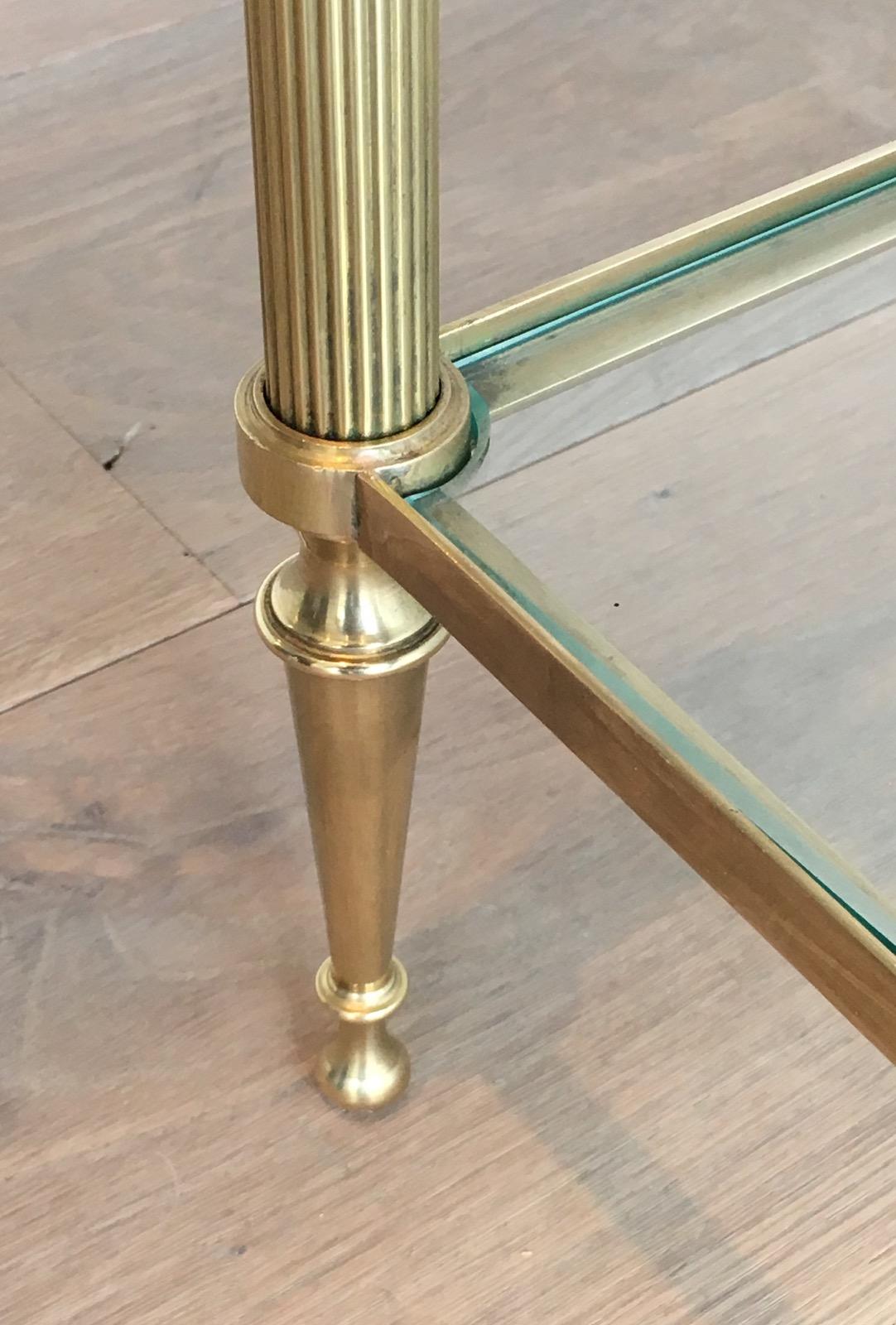 Pair of Neoclassical Style Brass Side Tables Attributed to Maison Jansen For Sale 4