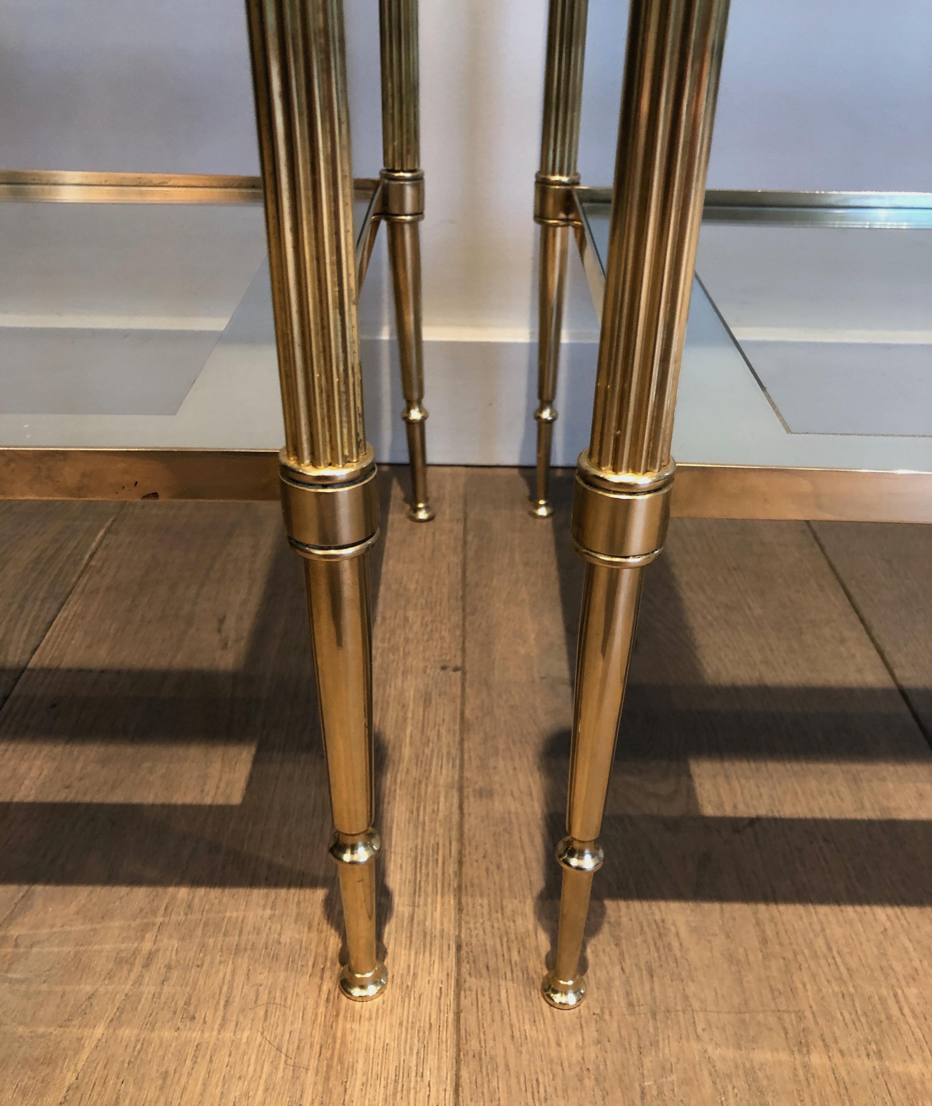 Pair of Neoclassical Style Brass Side Tables by Maison Jansen For Sale 5