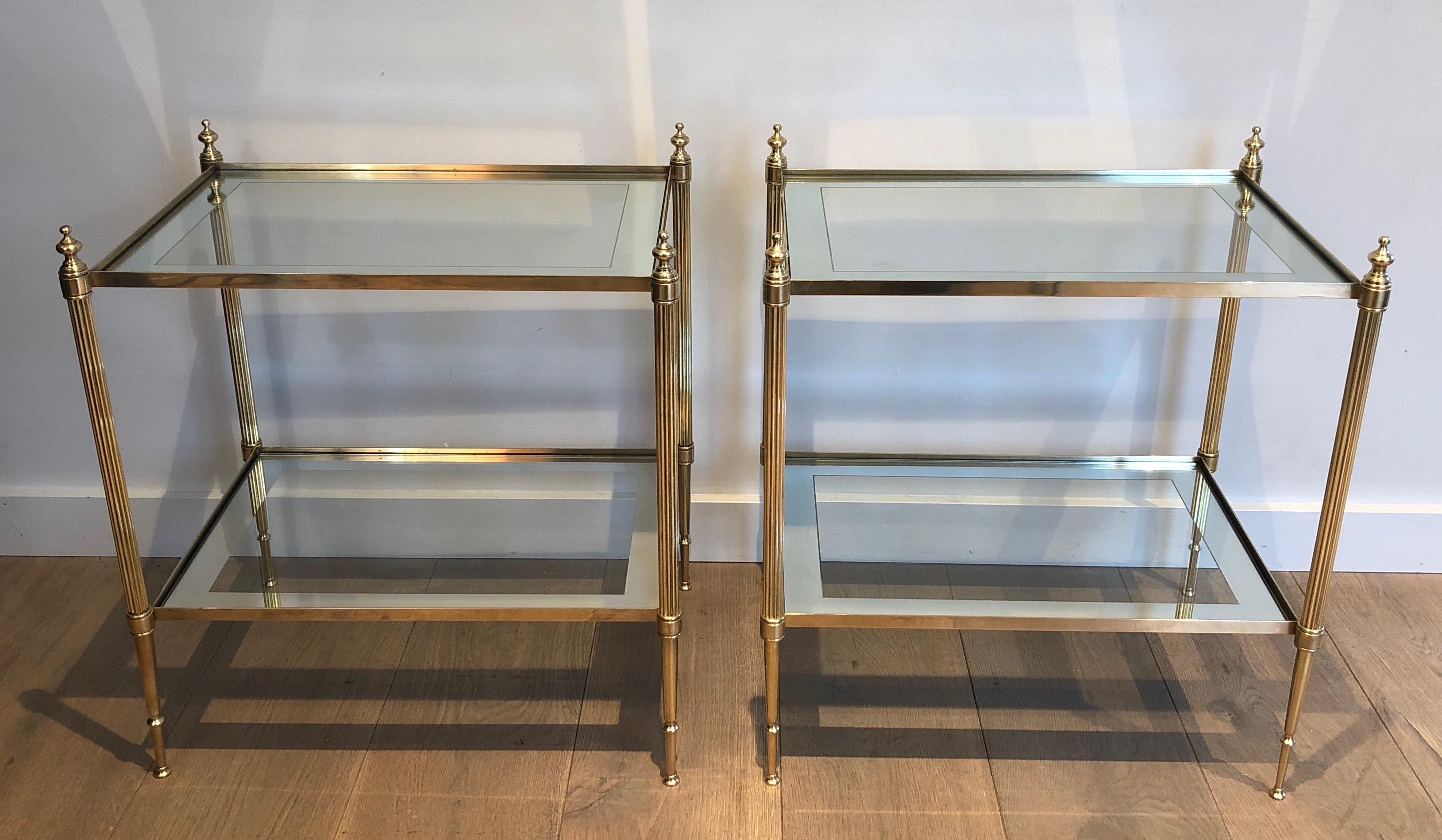 Pair of Neoclassical Style Brass Side Tables by Maison Jansen For Sale 6