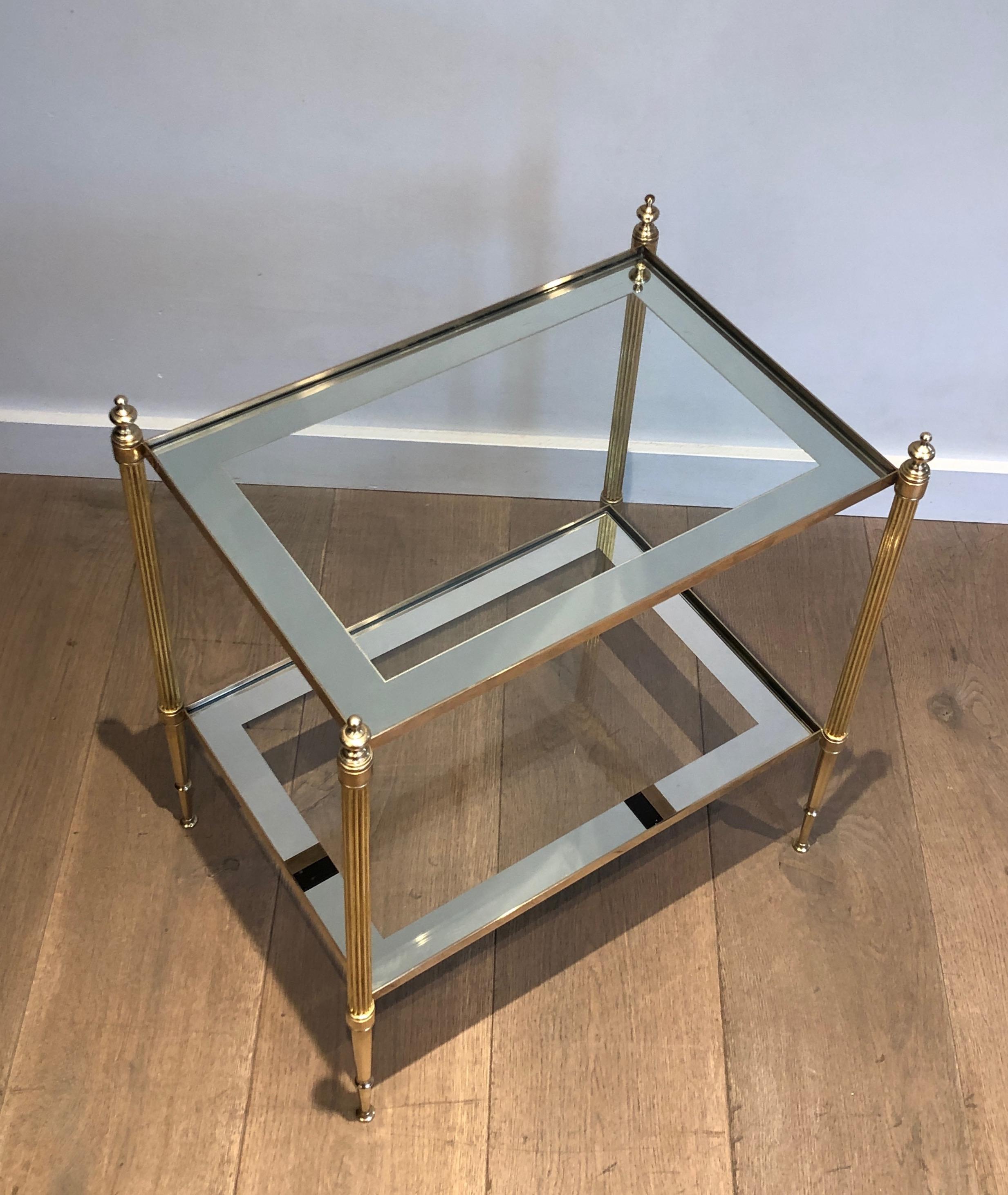 Pair of Neoclassical Style Brass Side Tables by Maison Jansen For Sale 7
