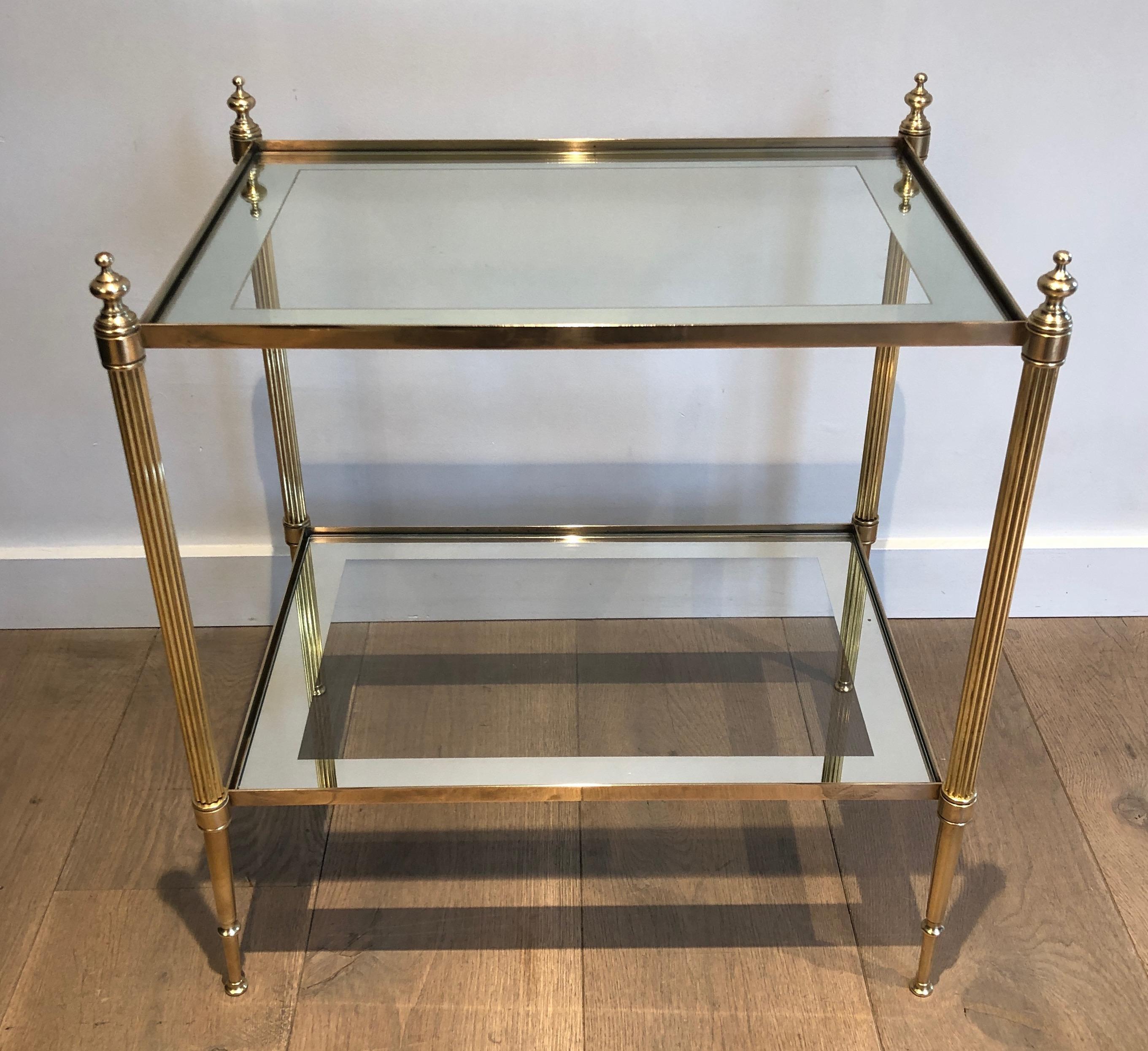 Pair of Neoclassical Style Brass Side Tables by Maison Jansen For Sale 8