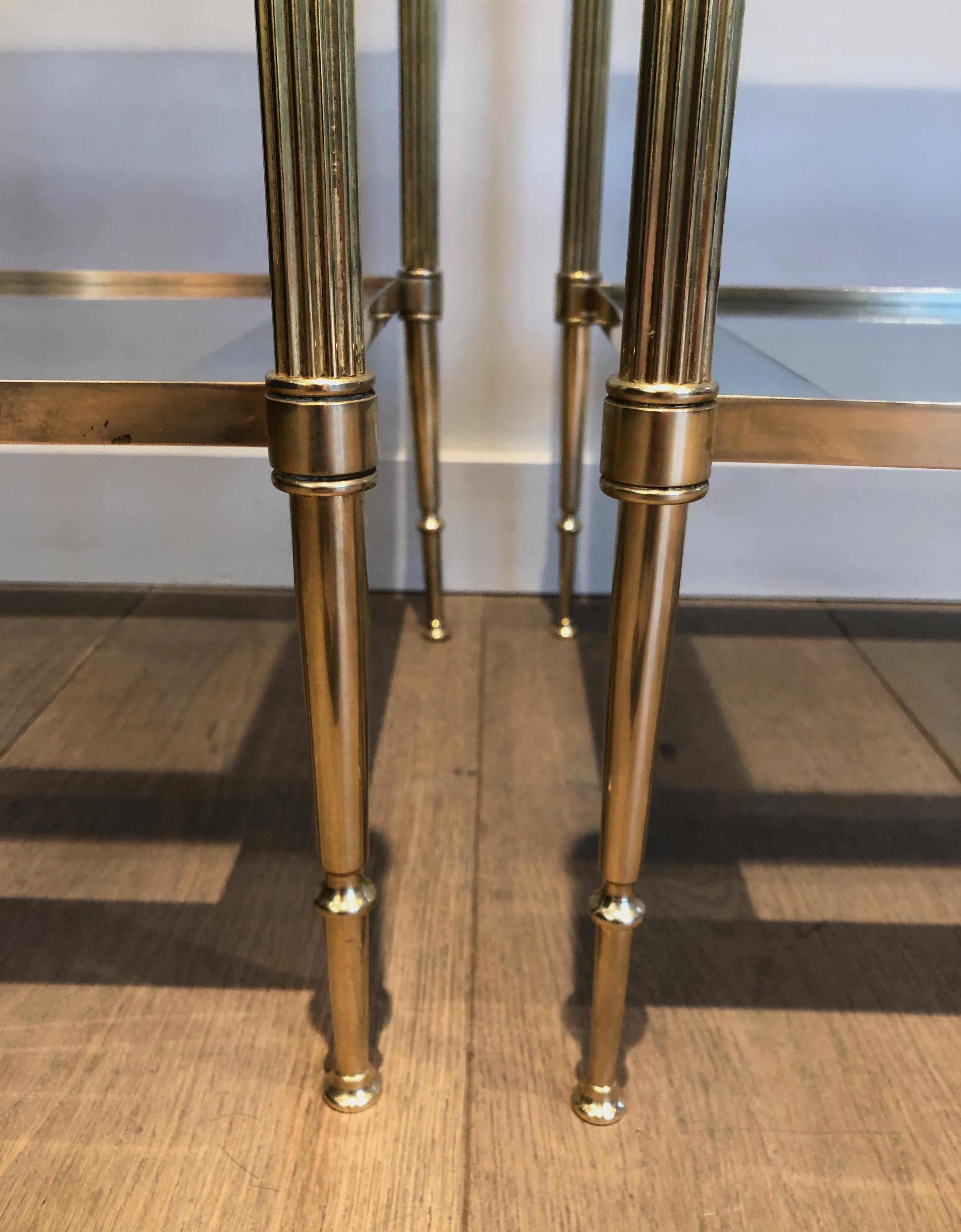Pair of Neoclassical Style Brass Side Tables by Maison Jansen For Sale 11