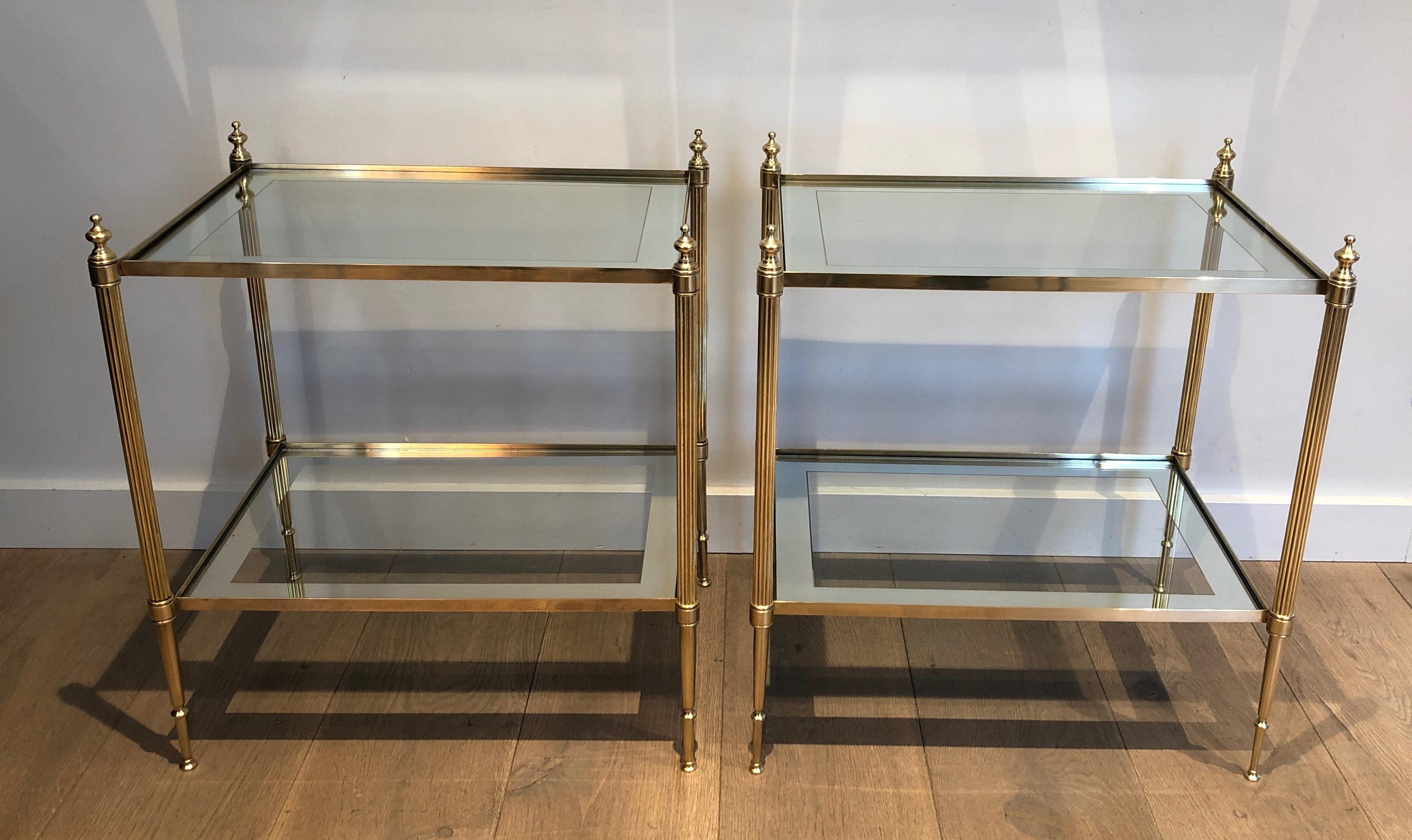 Pair of Neoclassical Style Brass Side Tables by Maison Jansen For Sale 12