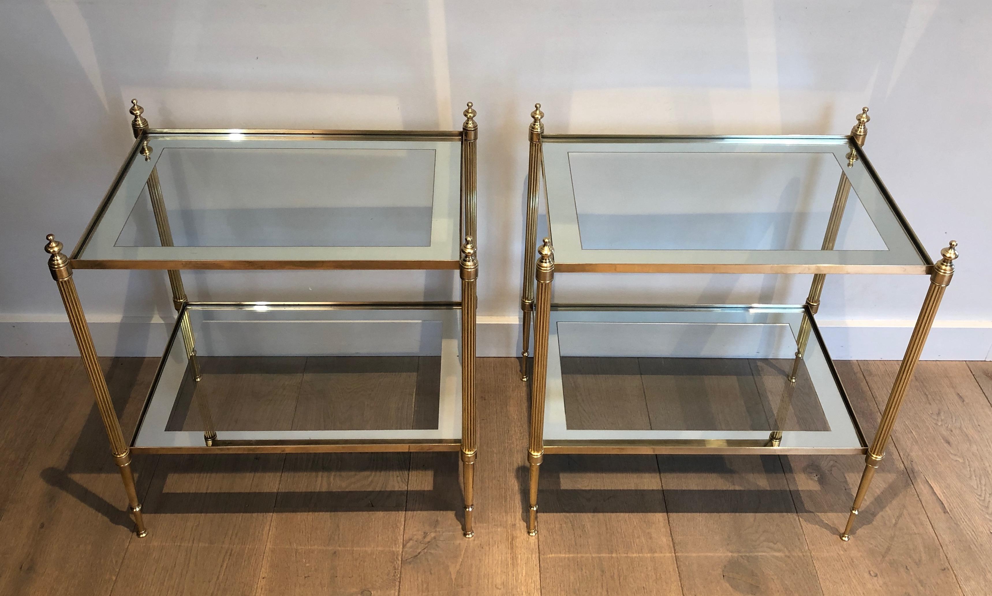 Pair of Neoclassical Style Brass Side Tables by Maison Jansen For Sale 14