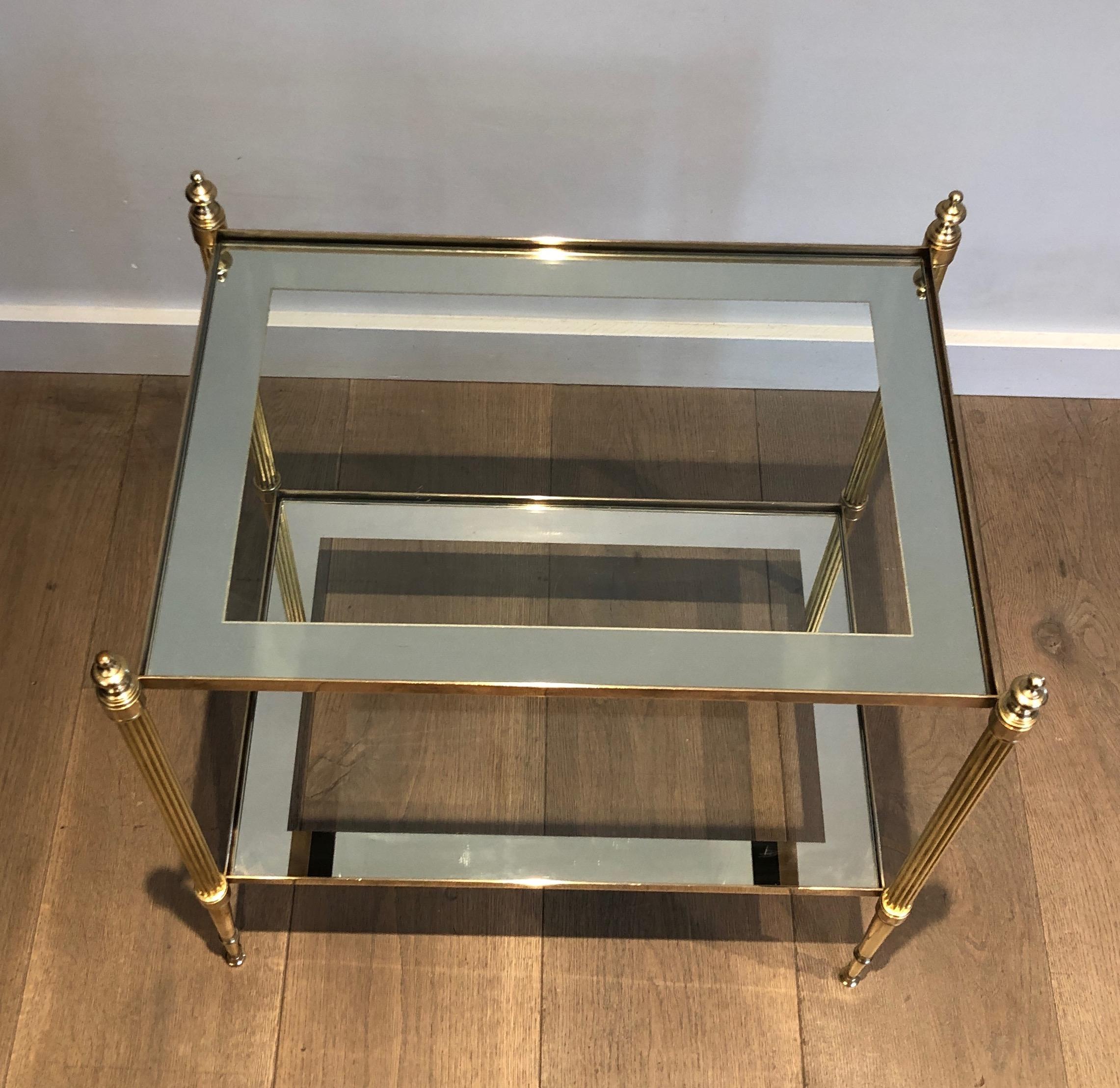 Pair of Neoclassical Style Brass Side Tables by Maison Jansen For Sale 2