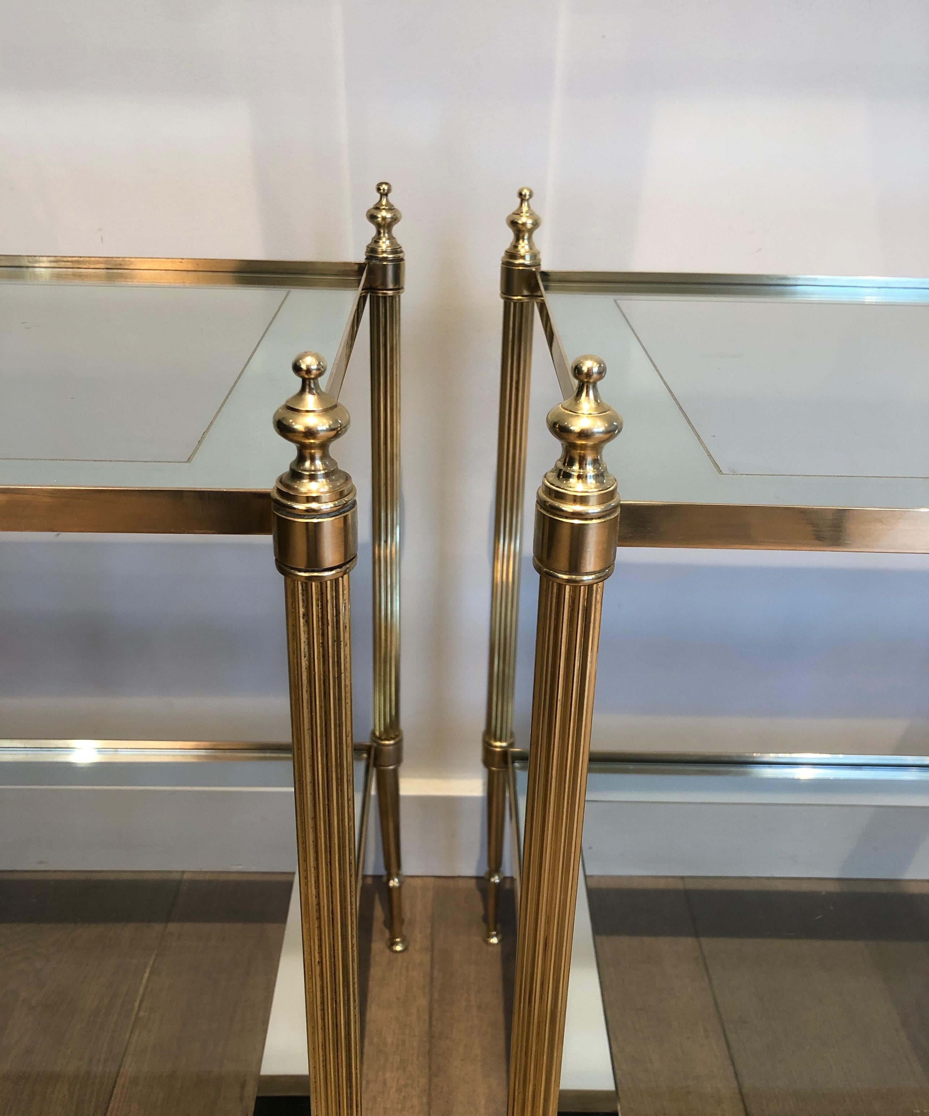 Pair of Neoclassical Style Brass Side Tables by Maison Jansen For Sale 3