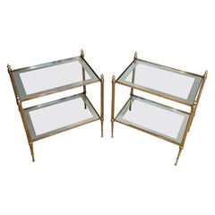 Pair of Neoclassical Style Brass Side Tables by Maison Jansen