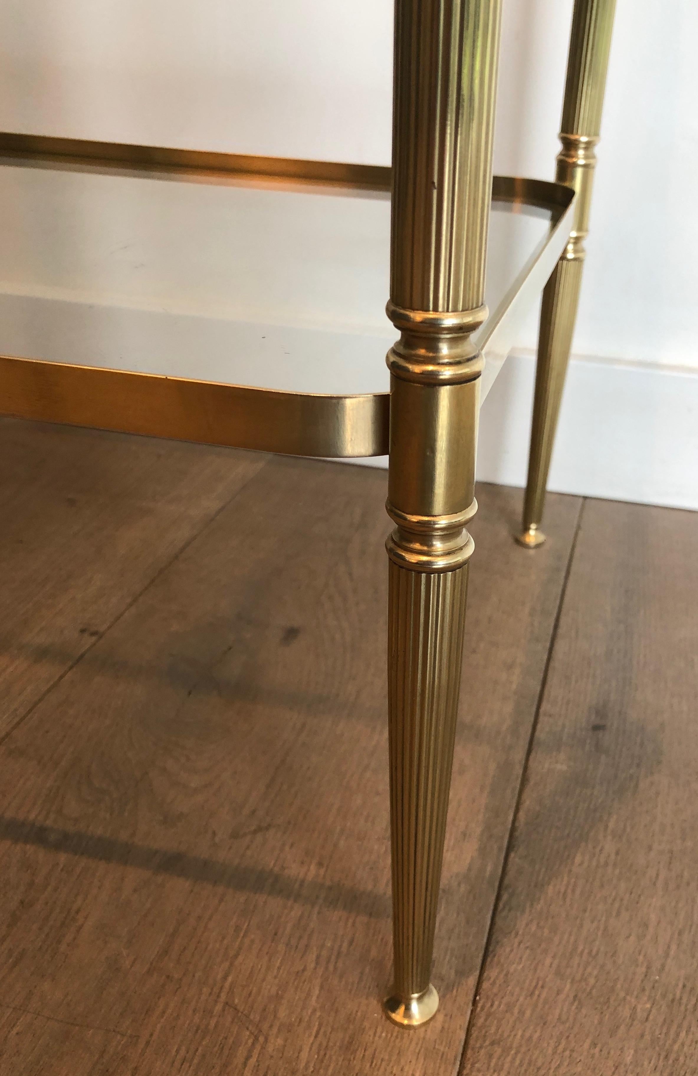 Pair of Neoclassical Style Brass Side Tables in the Style of Maison Jansen For Sale 4