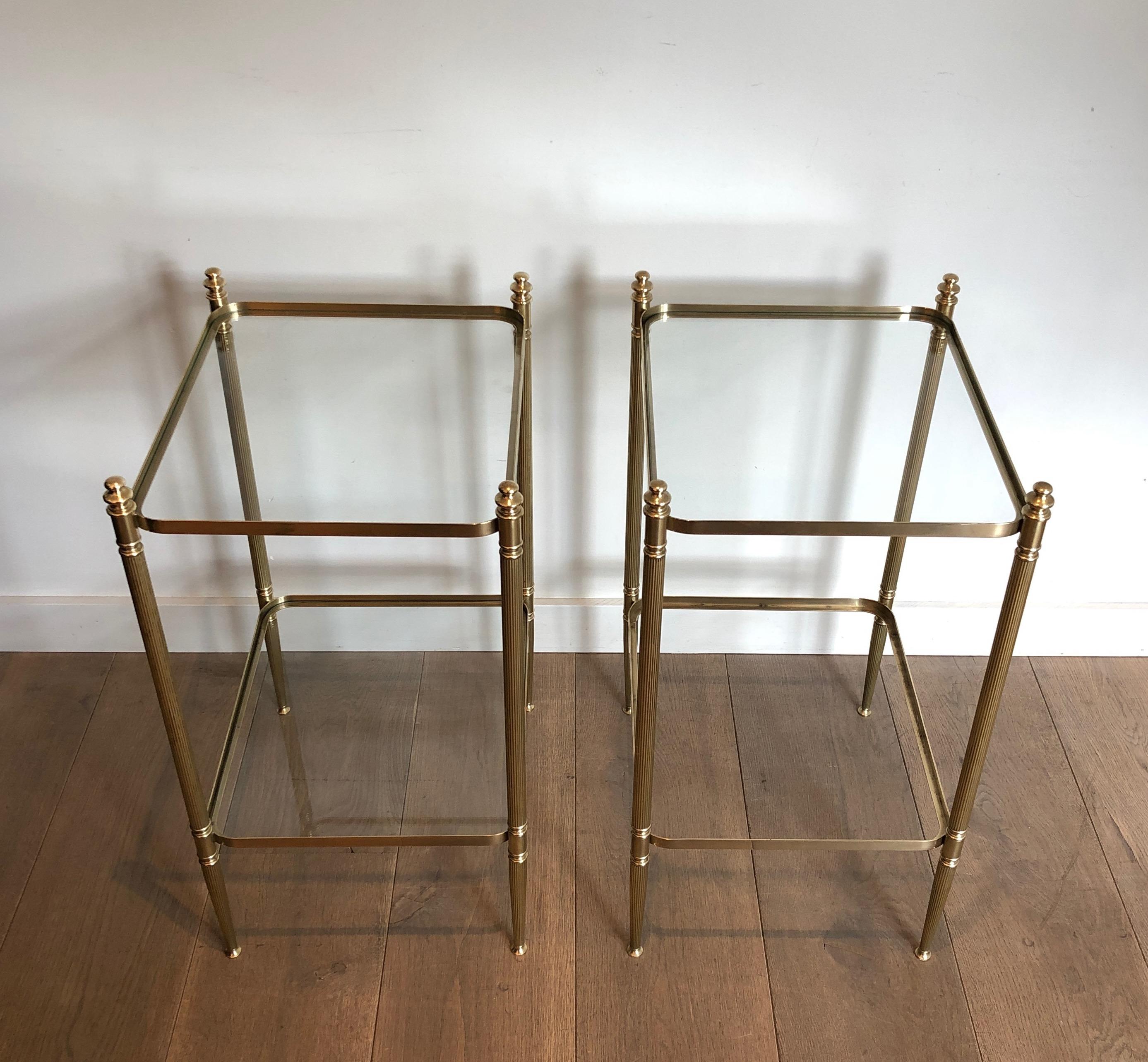 Pair of Neoclassical Style Brass Side Tables in the Style of Maison Jansen For Sale 5